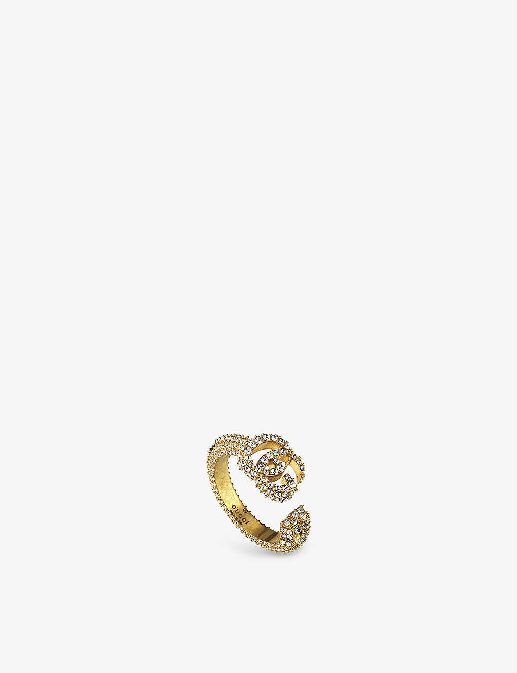 Double G Key gold-tone brass and crystal ring - 1