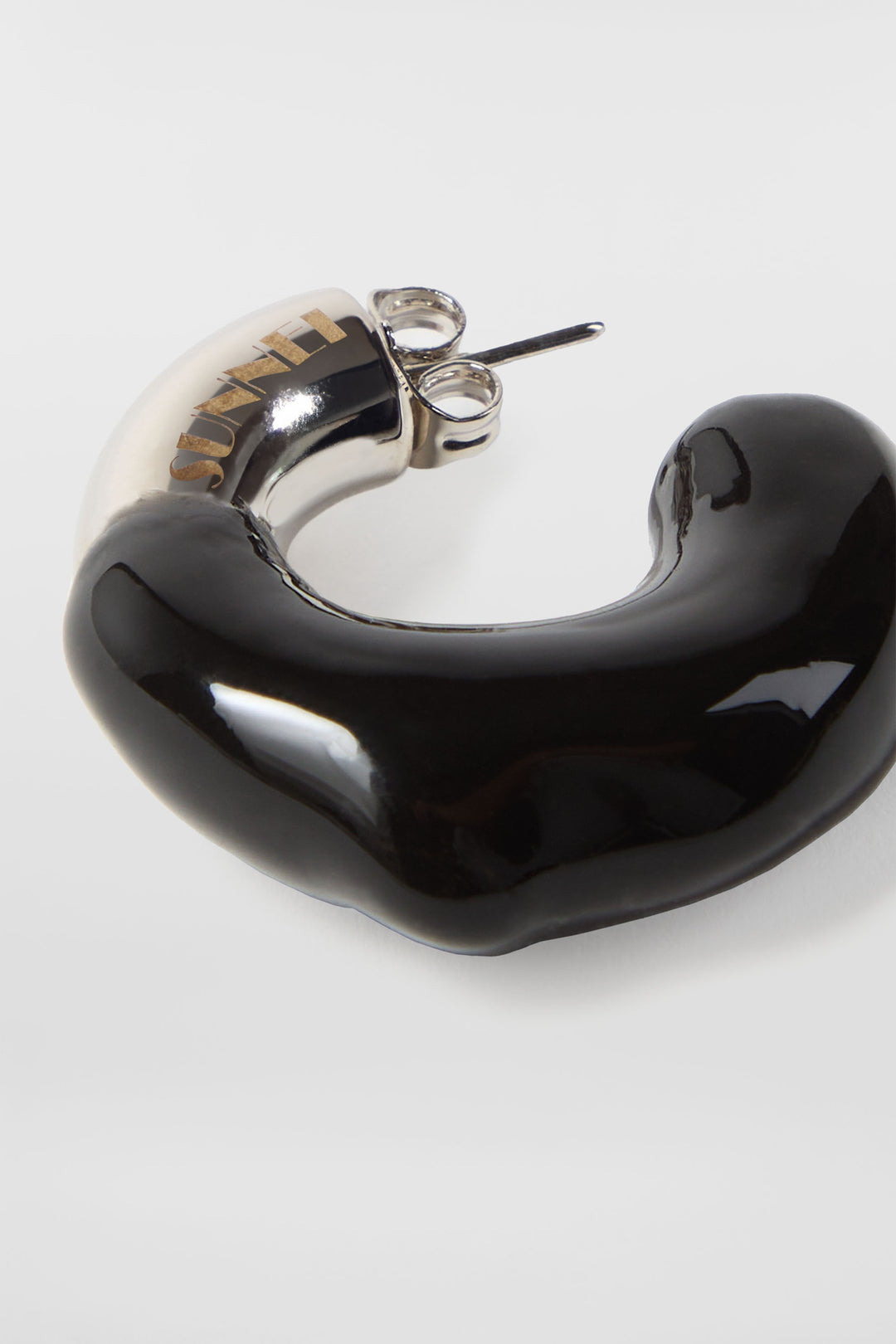 SMALL RUBBERIZED EARRINGS SILVER / black - 2