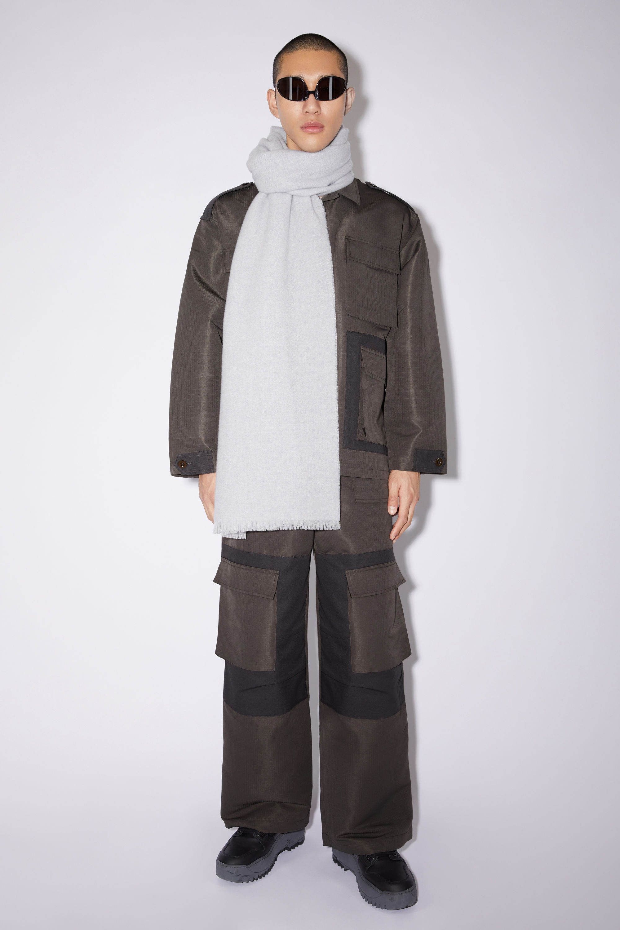 Soft wool scarf - Light Grey Melange - 3