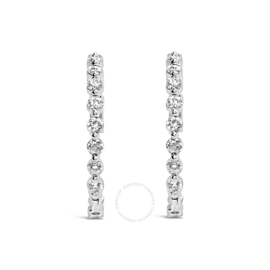 Haus Of Brilliance - Haus of Brilliance 14K White Gold 5.00 Cttw Lab Grown Diamond Inside-Out Hoop Earring - 2