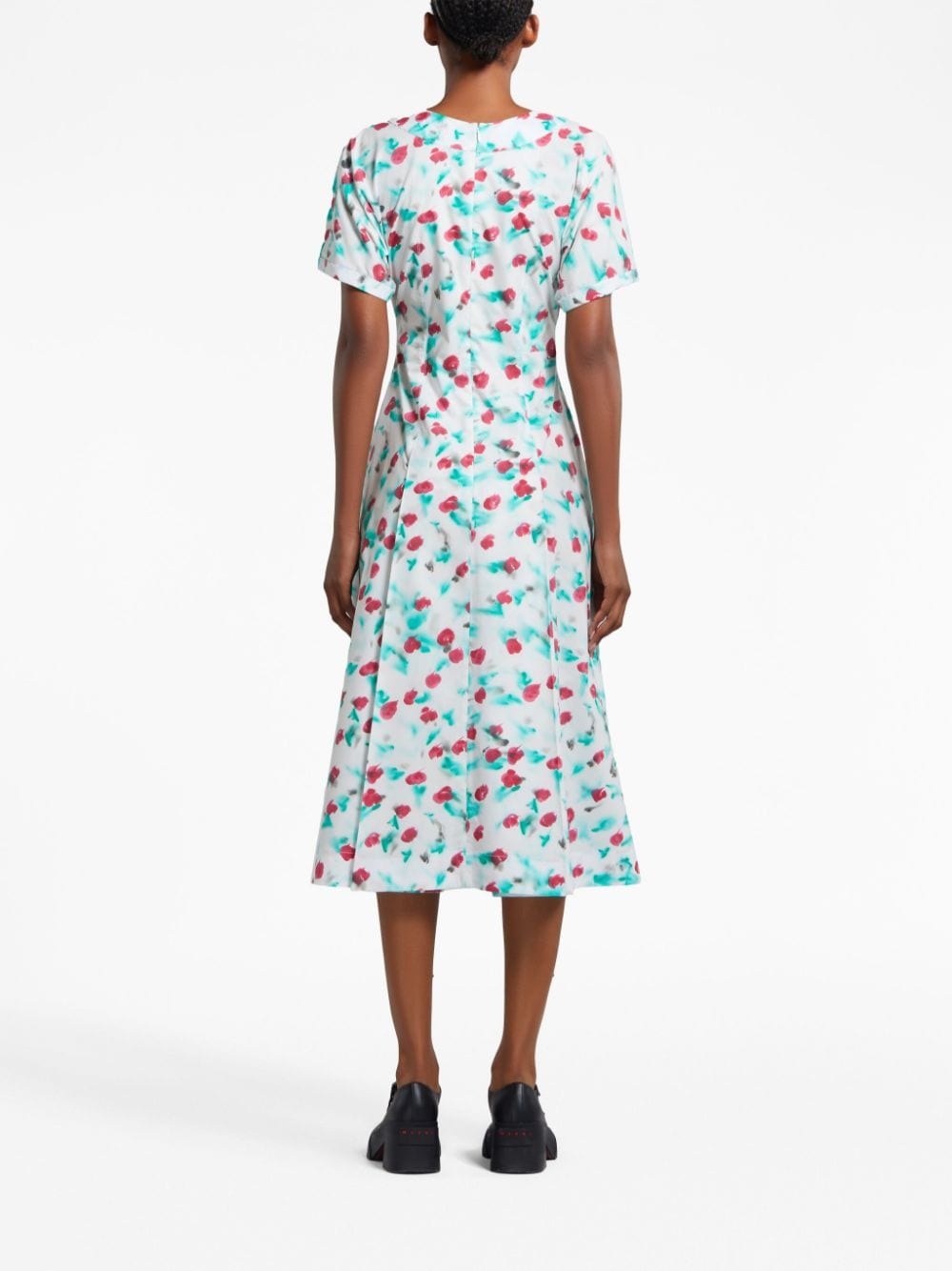 painterly-print cotton midi dress - 4