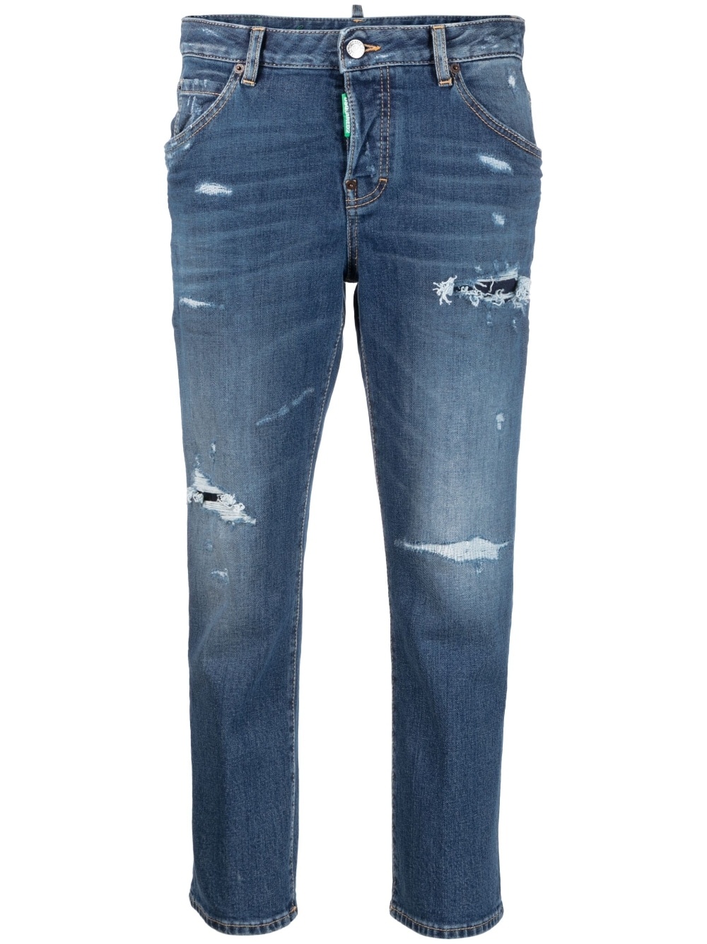 distressed slim-fit cropped jeans - 1