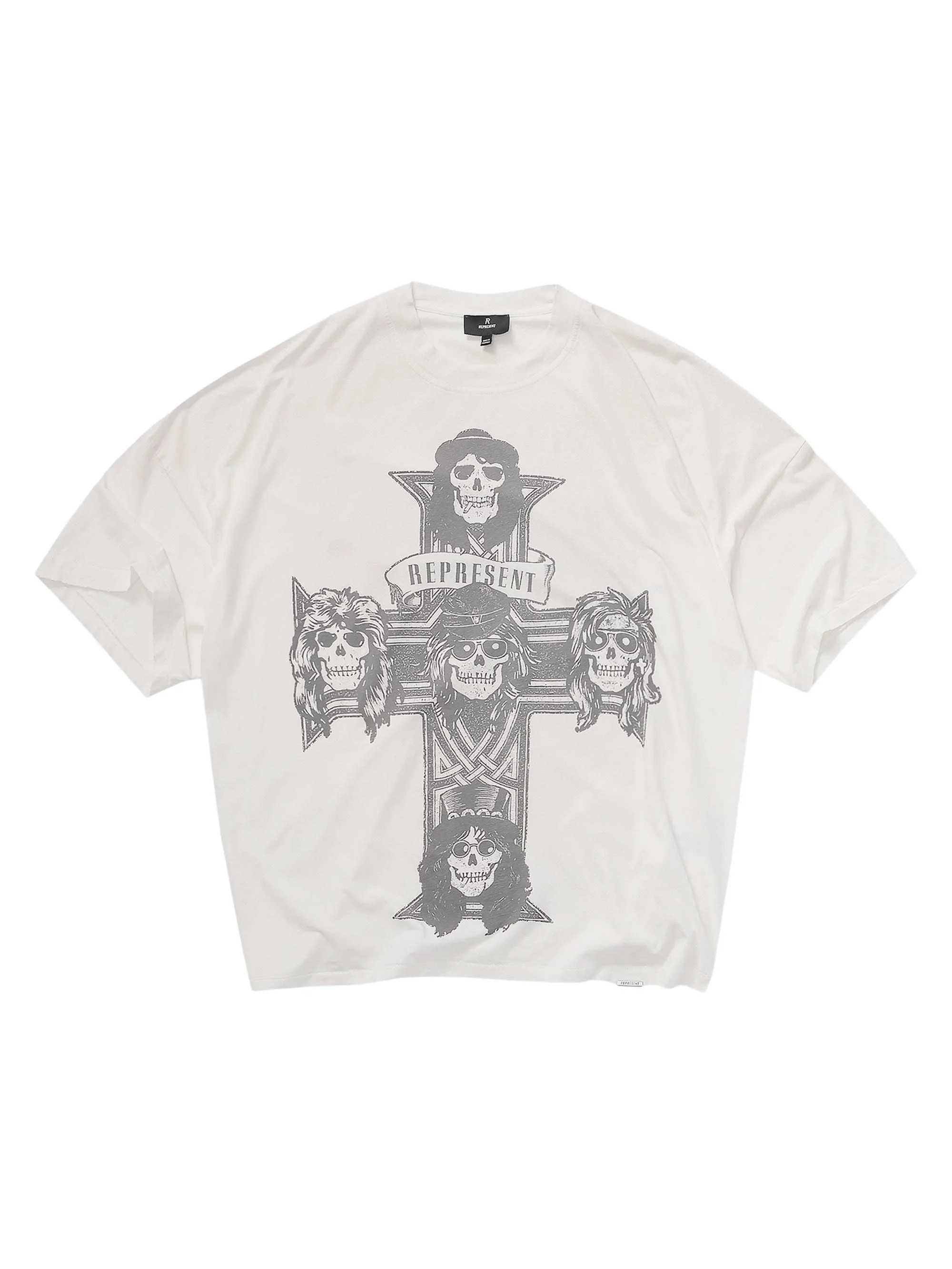 Men's Guns N' Roses Cross Crewneck T-Shirt - Washed Ecru - 1