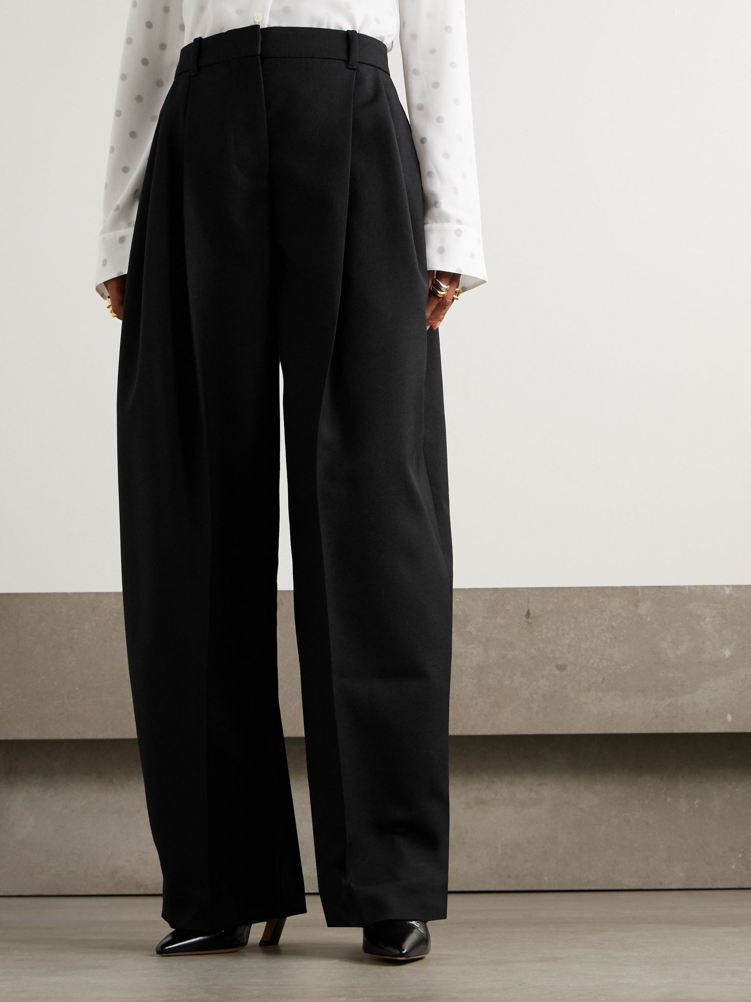 D'Homme pleated wool-twill tapered pants Black - 3