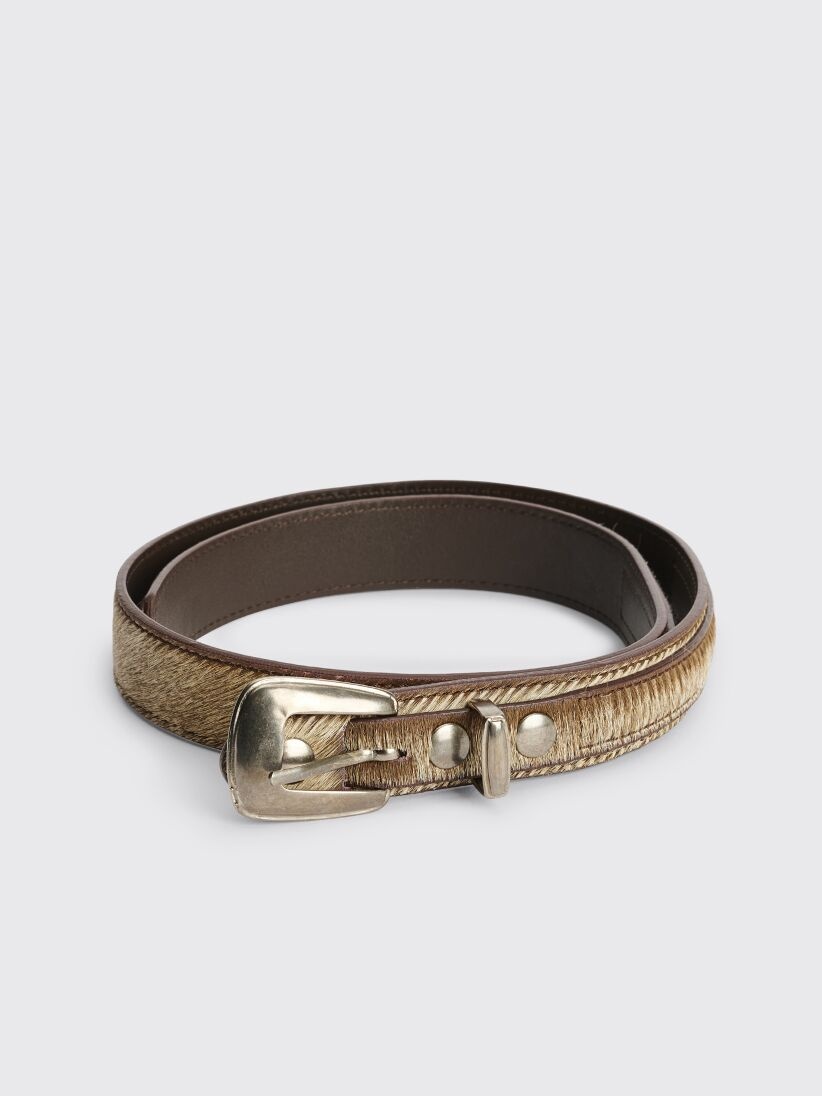 Minimal Western calf hair belt - 1