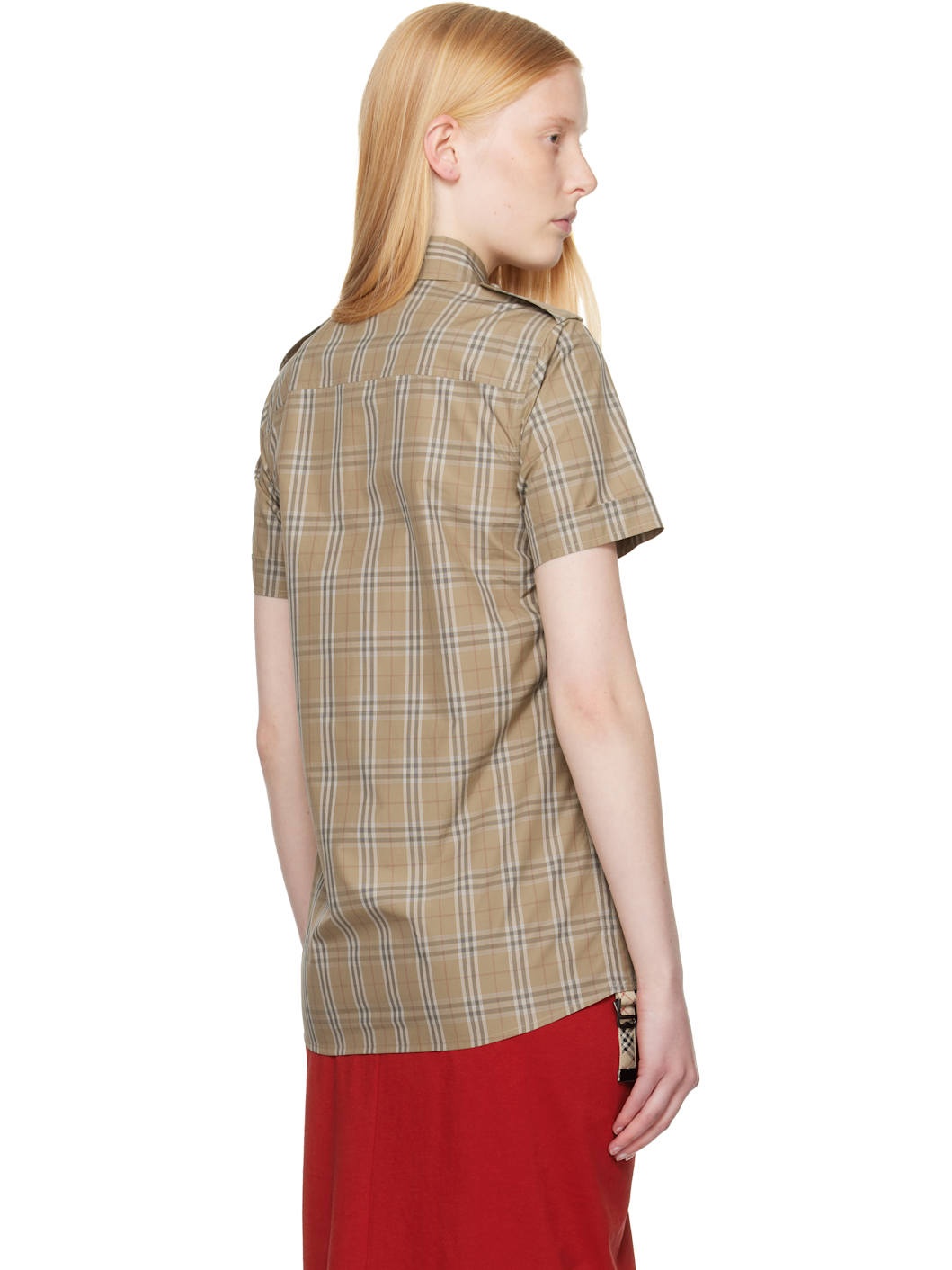 Taupe Slim Fit Check Cotton Shirt - 3