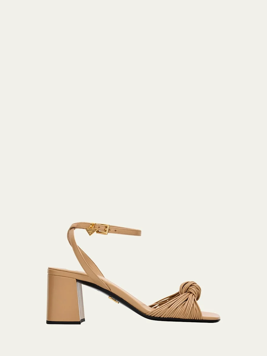 65mm Mignon Knotted Leather Sandals - 1