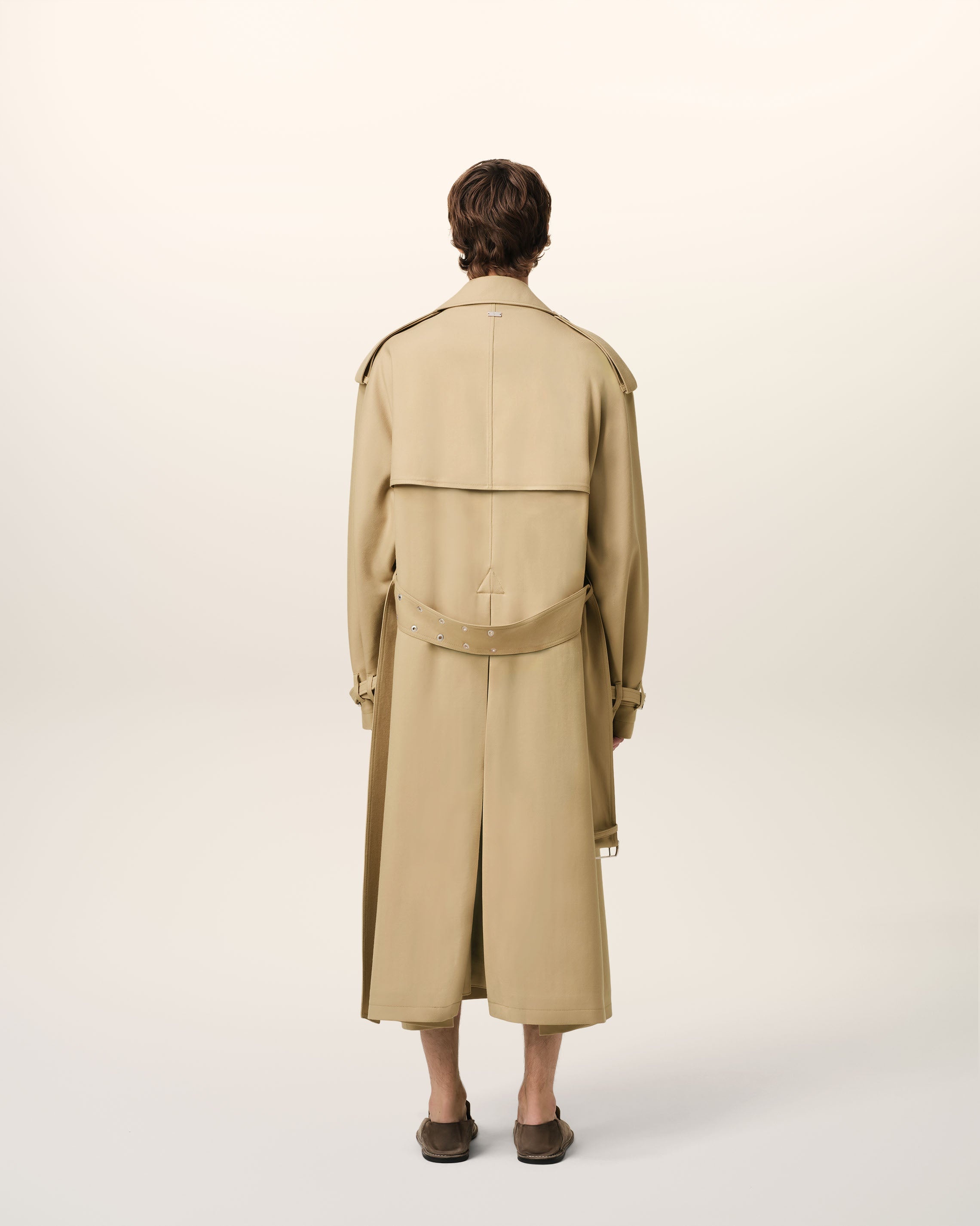 BEIGE WOOL TRENCH COAT - 5