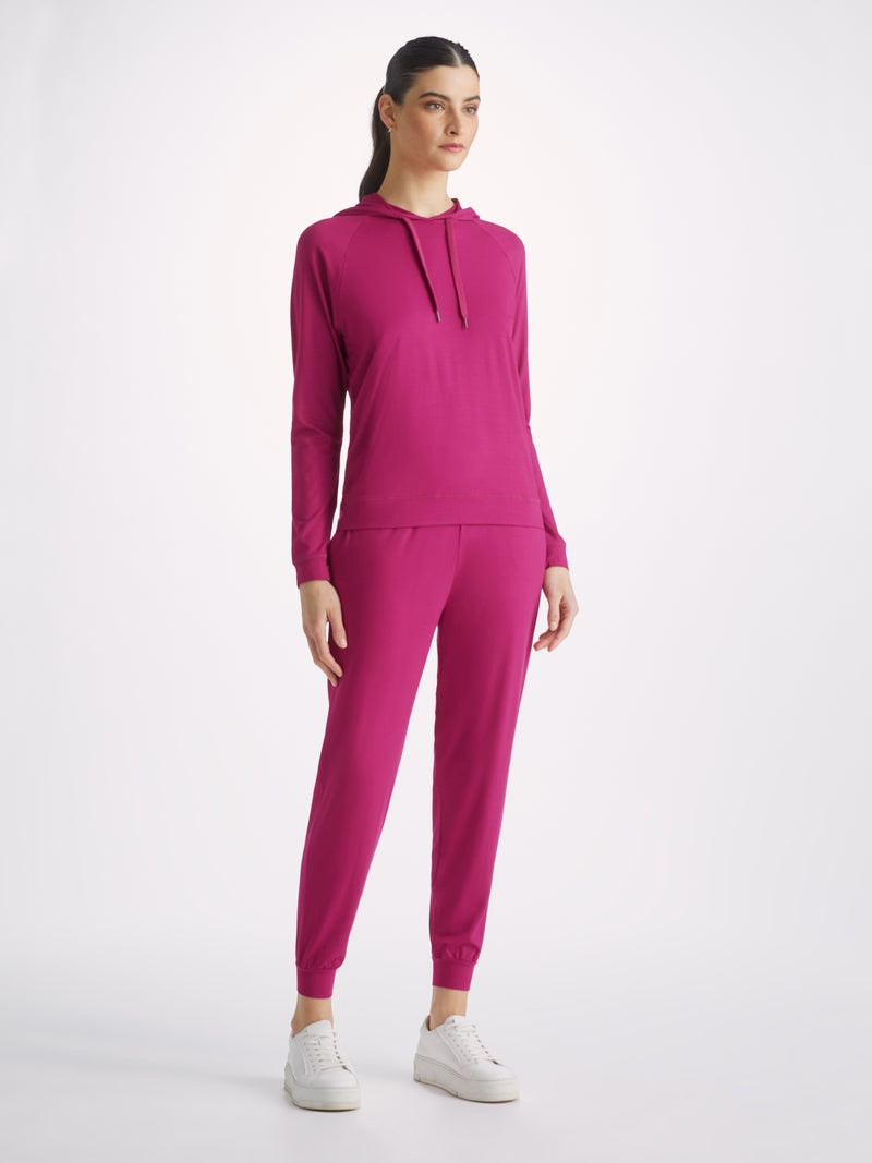Derek Rose Women's Track Pants Basel Micro Modal Stretch Berry outlook