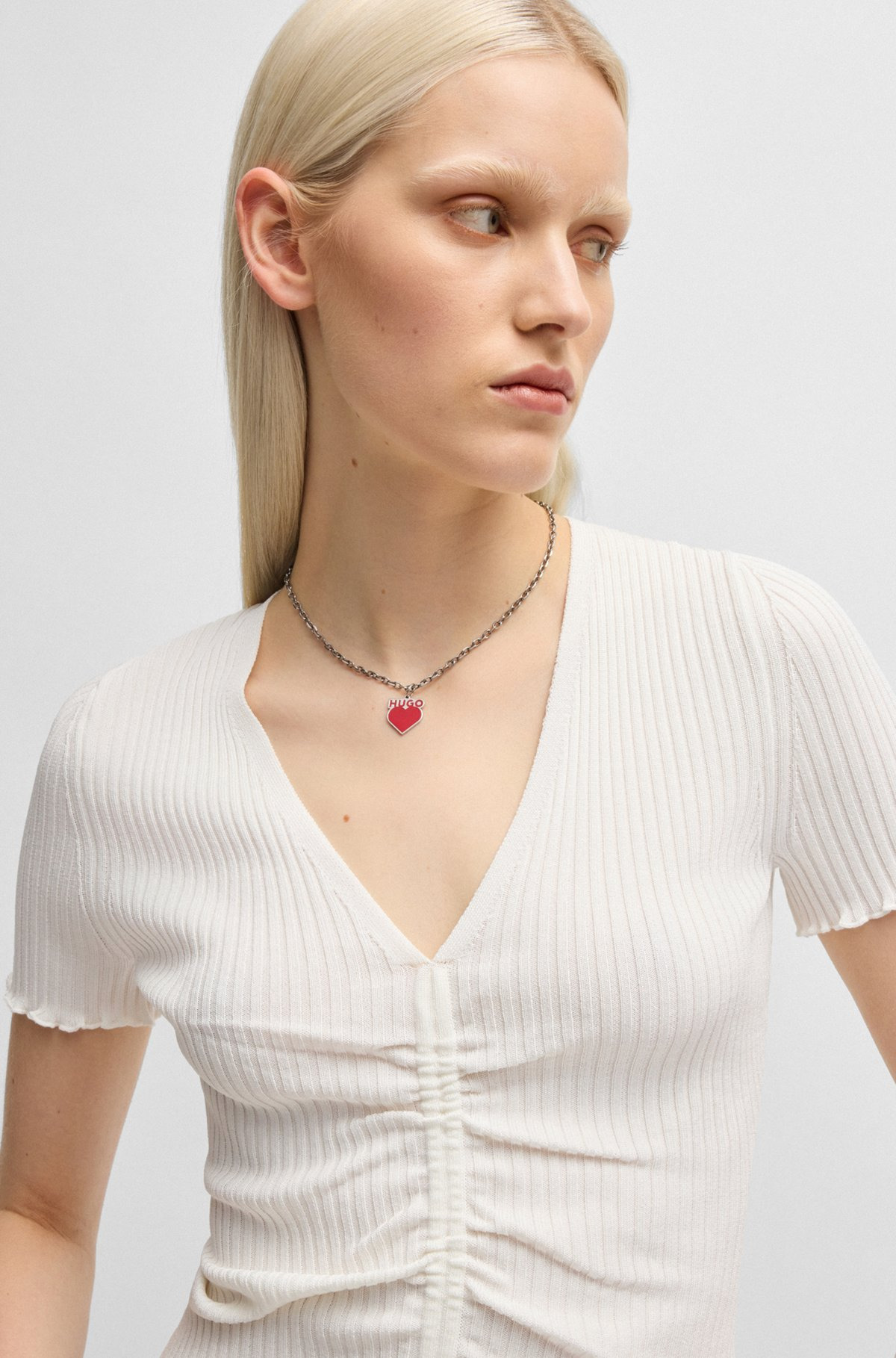 V-NECK TOP WITH GATHERED FRONT - 5