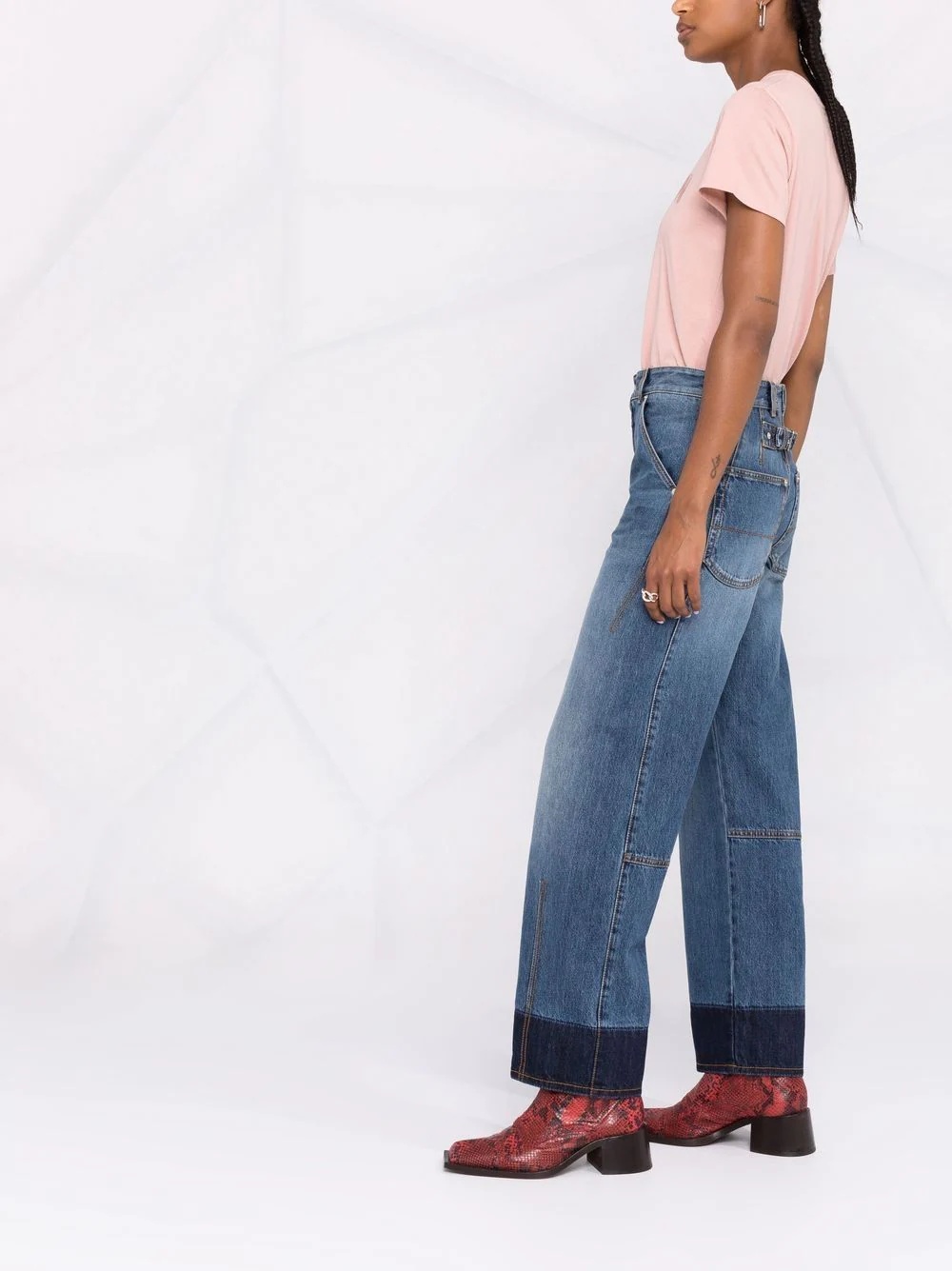 two-tone straight-leg jeans - 4