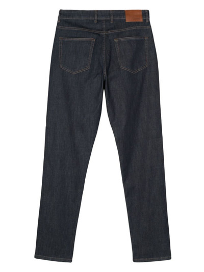 Canali logo-patch mid-rise jeans outlook