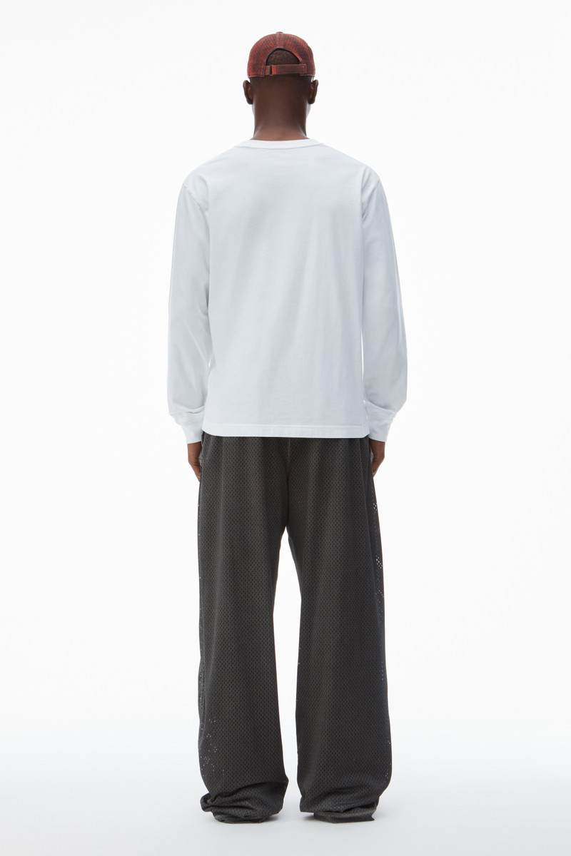 Unisex Long-Sleeve Tee with Distressed Logo in Cotton Jersey 4