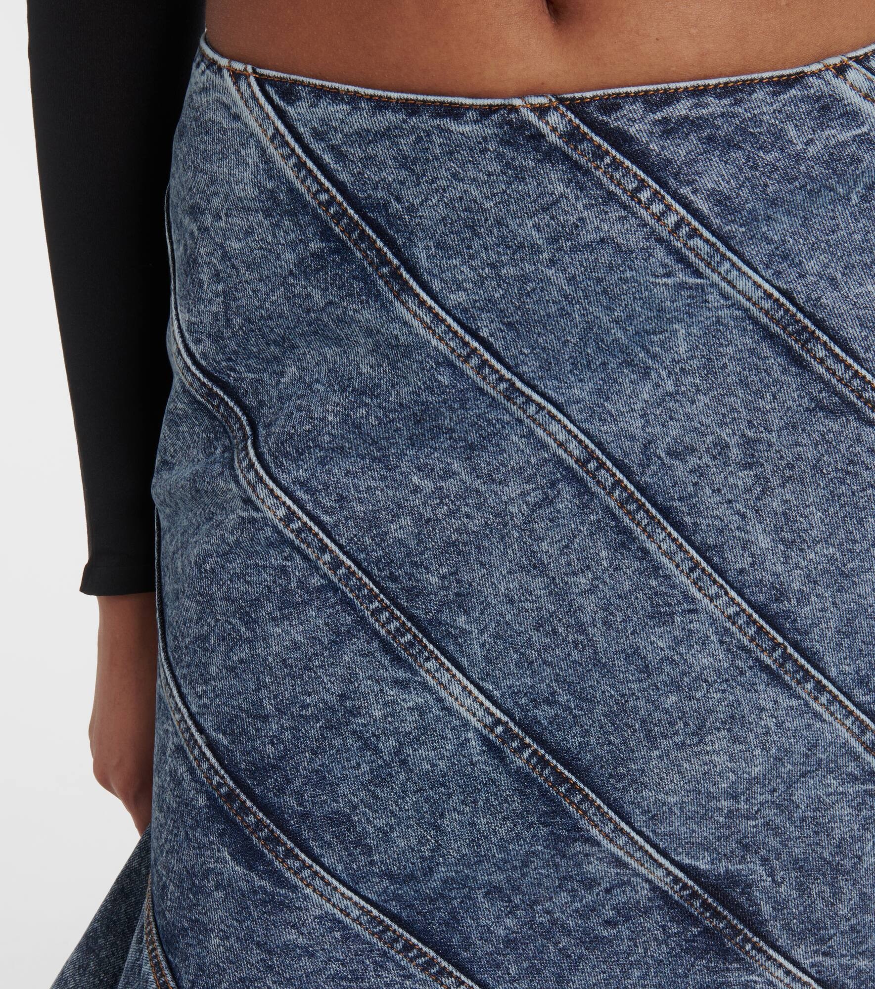 Spiral asymmetric denim midi skirt - 4