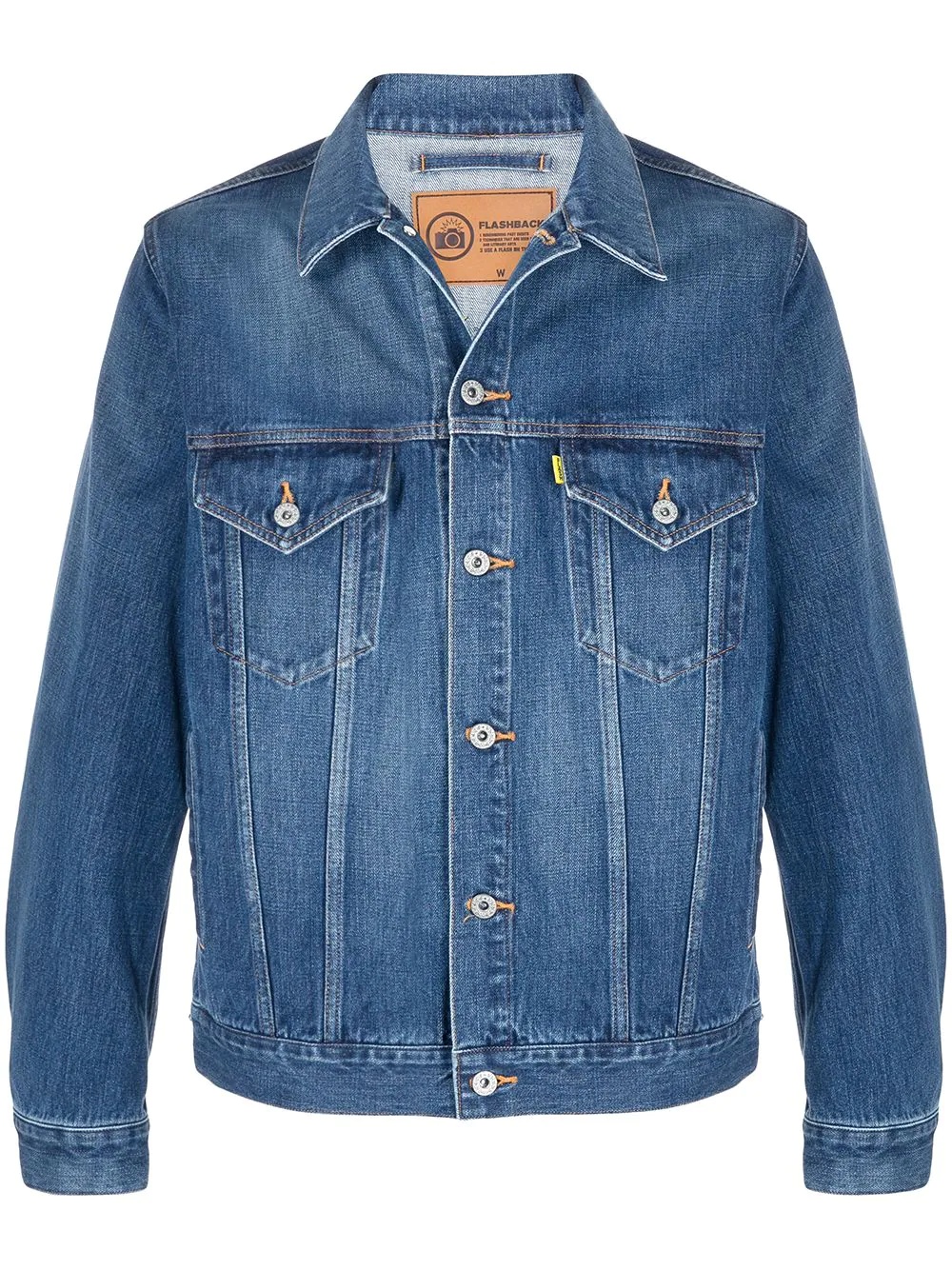 graphic print denim jacket - 1