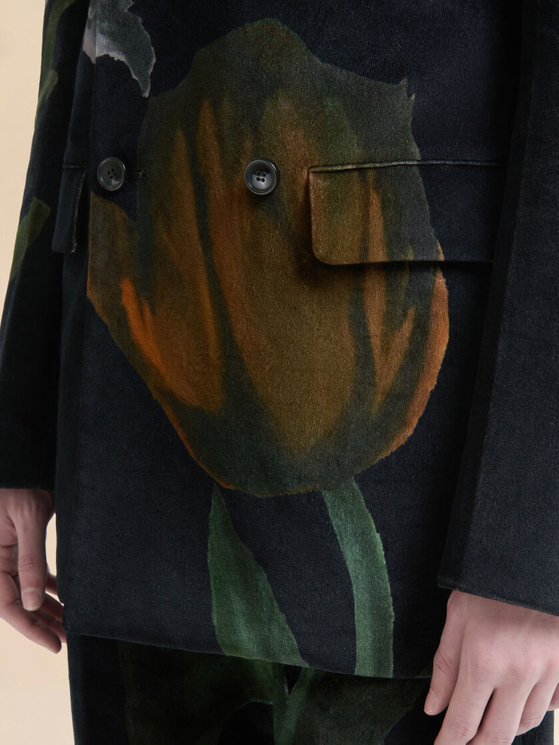 BLACK VELVET BLAZER WITH TULIP PRINT 5