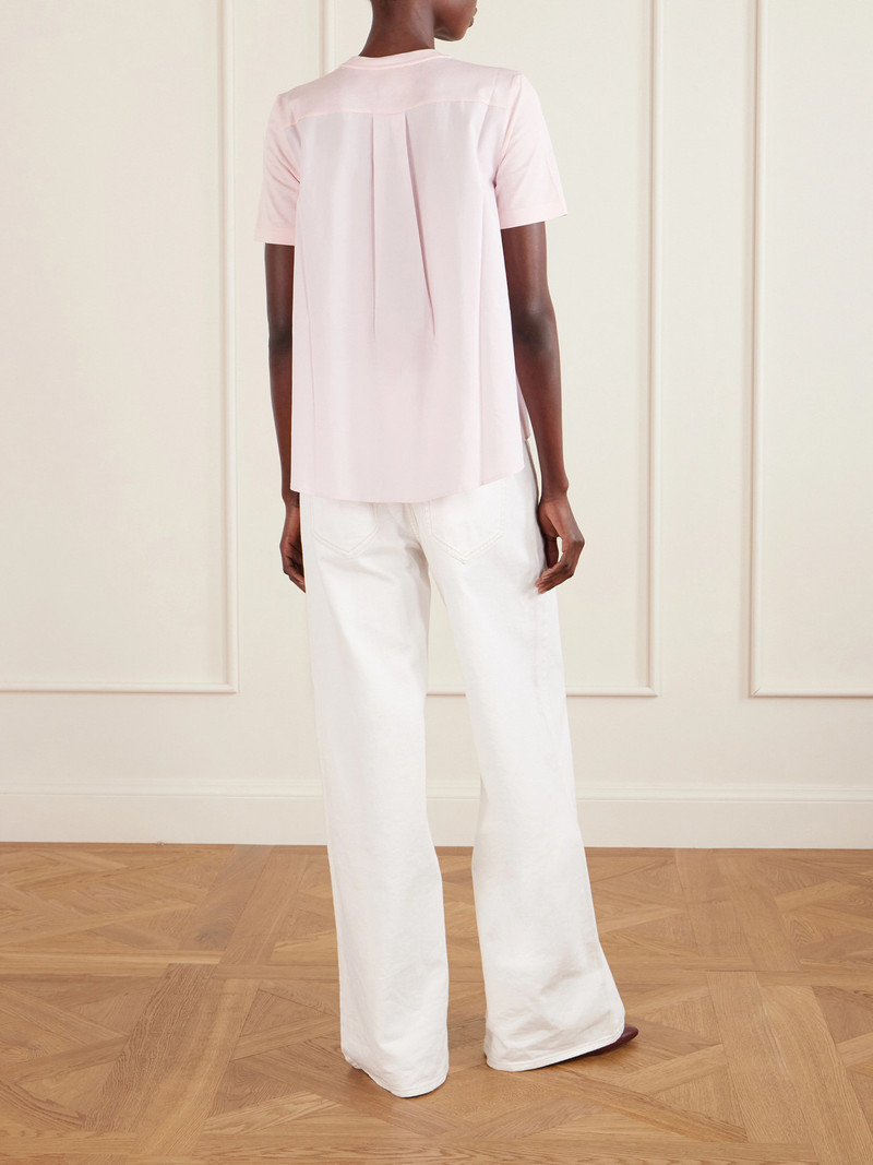 Embroidered Cotton-jersey And Poplin T-shirt 3