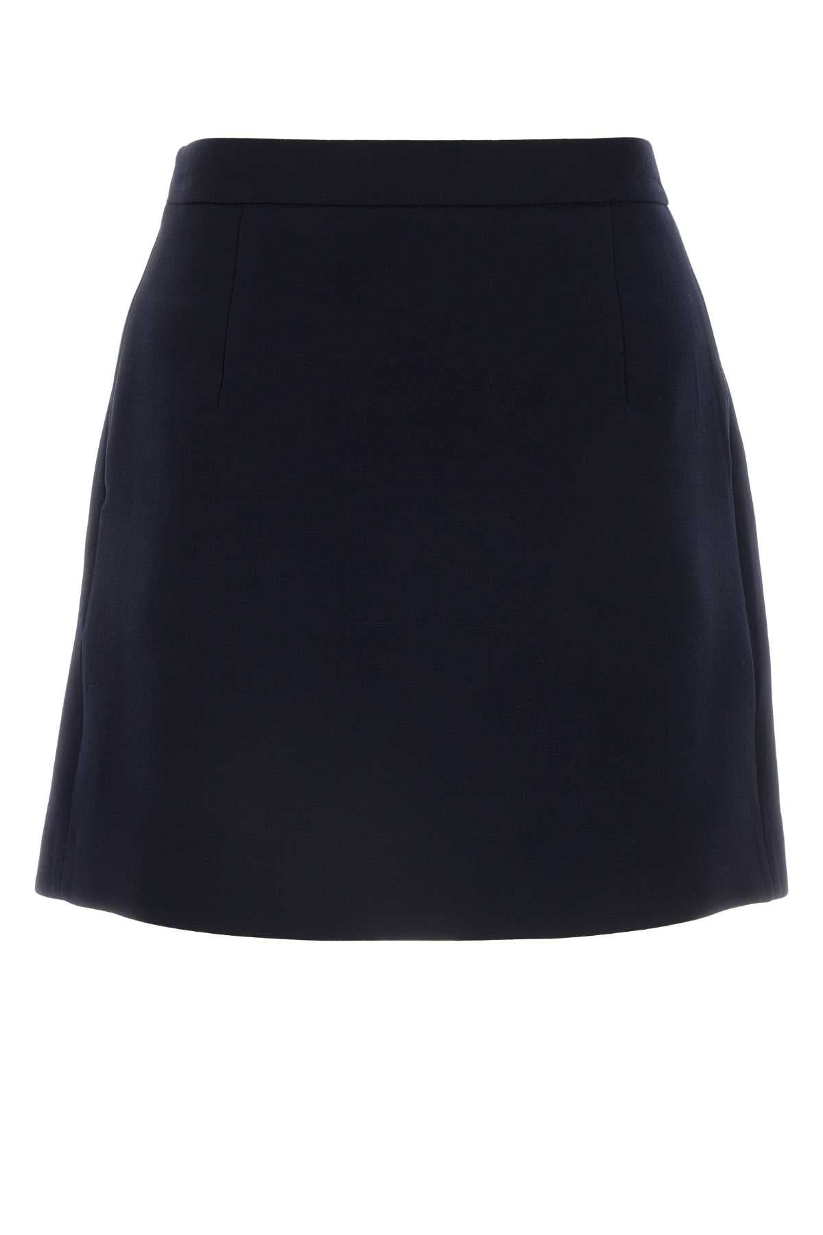 Alessandra Rich Women Navy Blue Wool Mini Skirt - 2