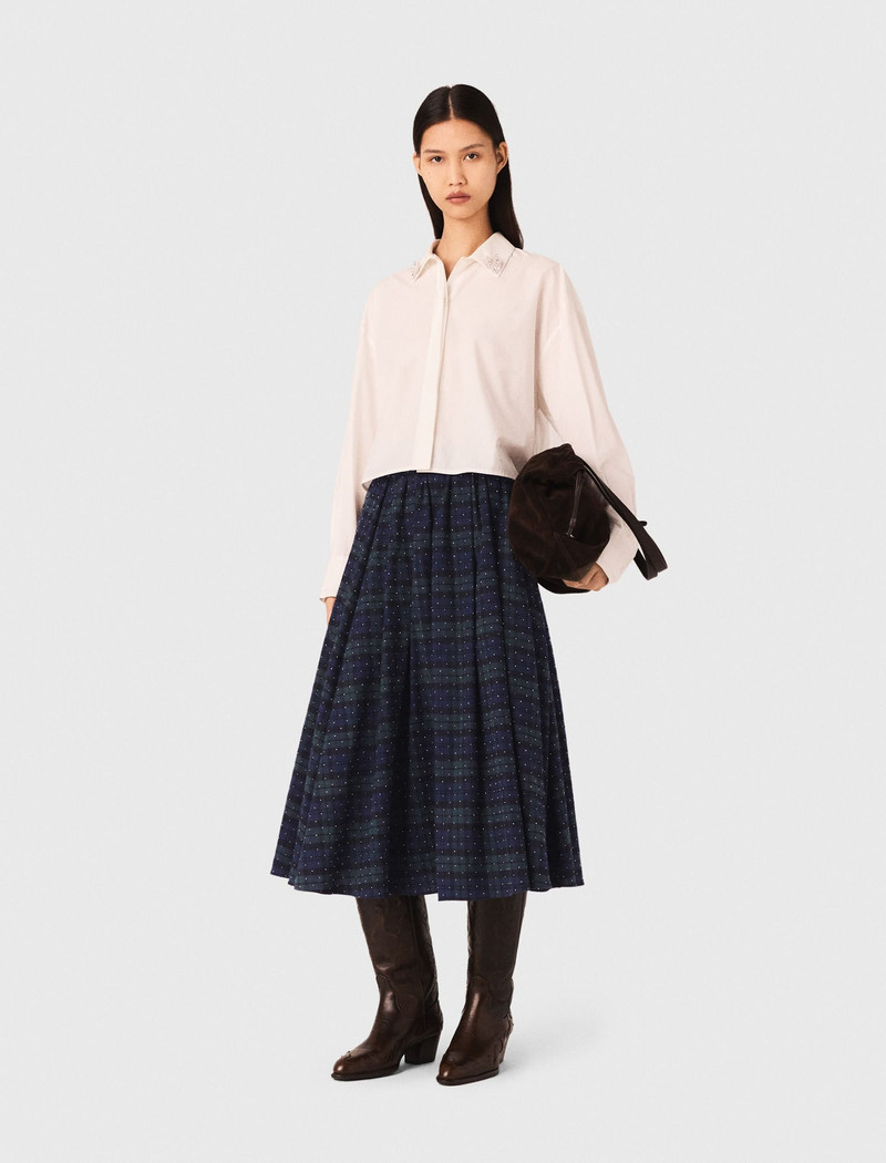 maje Check skirt with rhinestones outlook