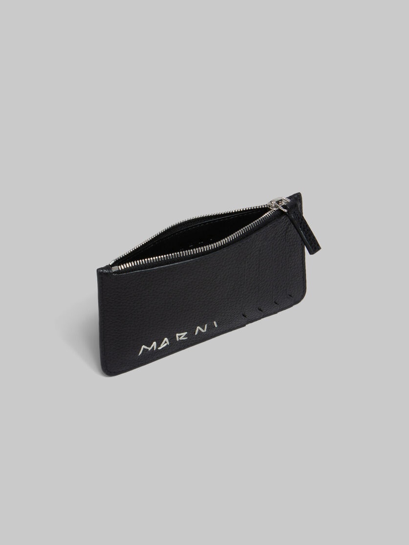 BLACK LEATHER CARD CASE WITH MARNI MENDING - 2