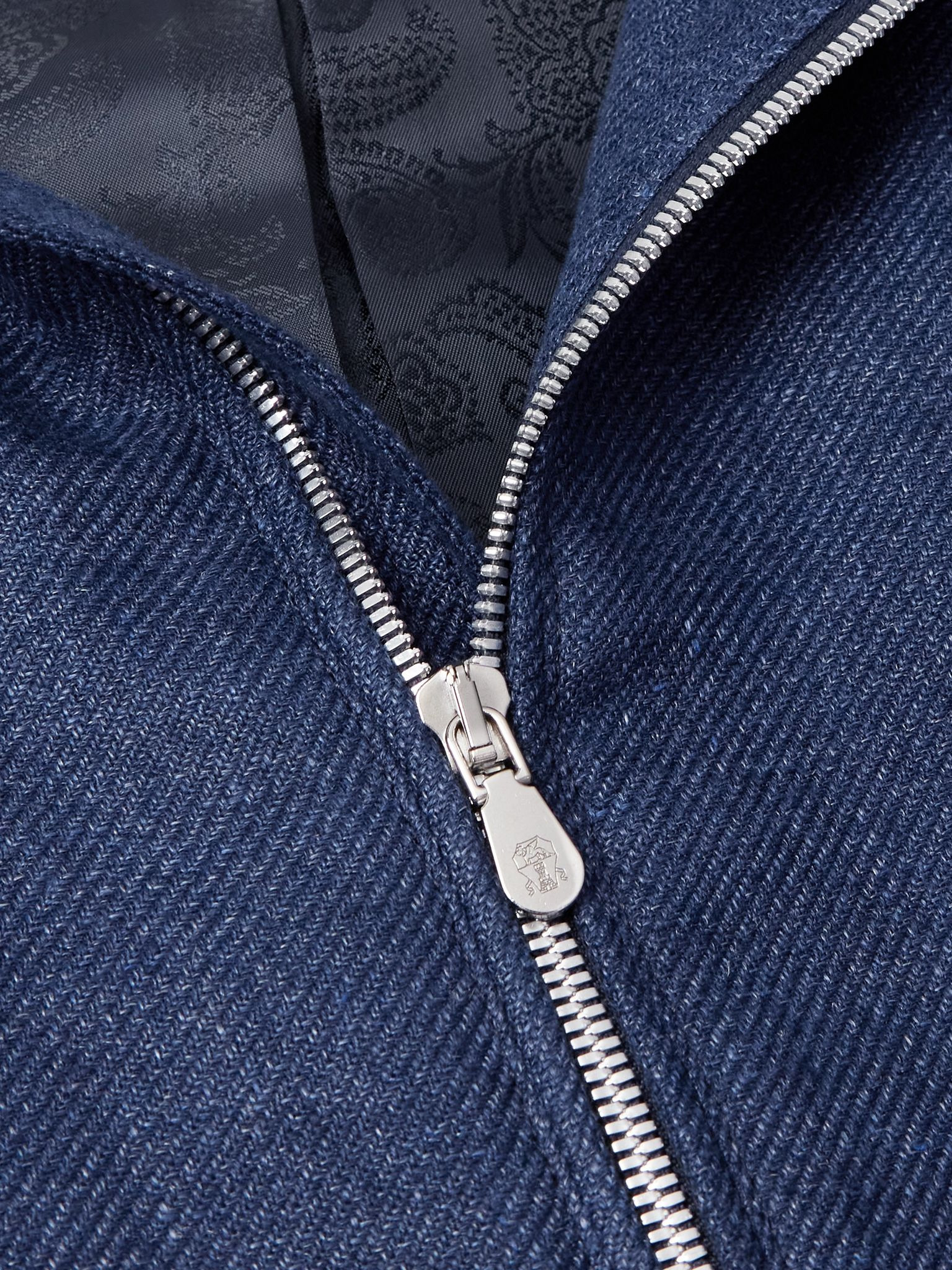 Linen, Wool and Silk-Blend Bomber Jacket Blue - 5