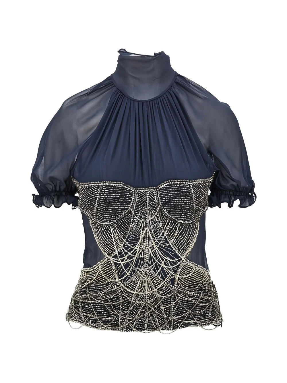 bead-embellished silk top - 1