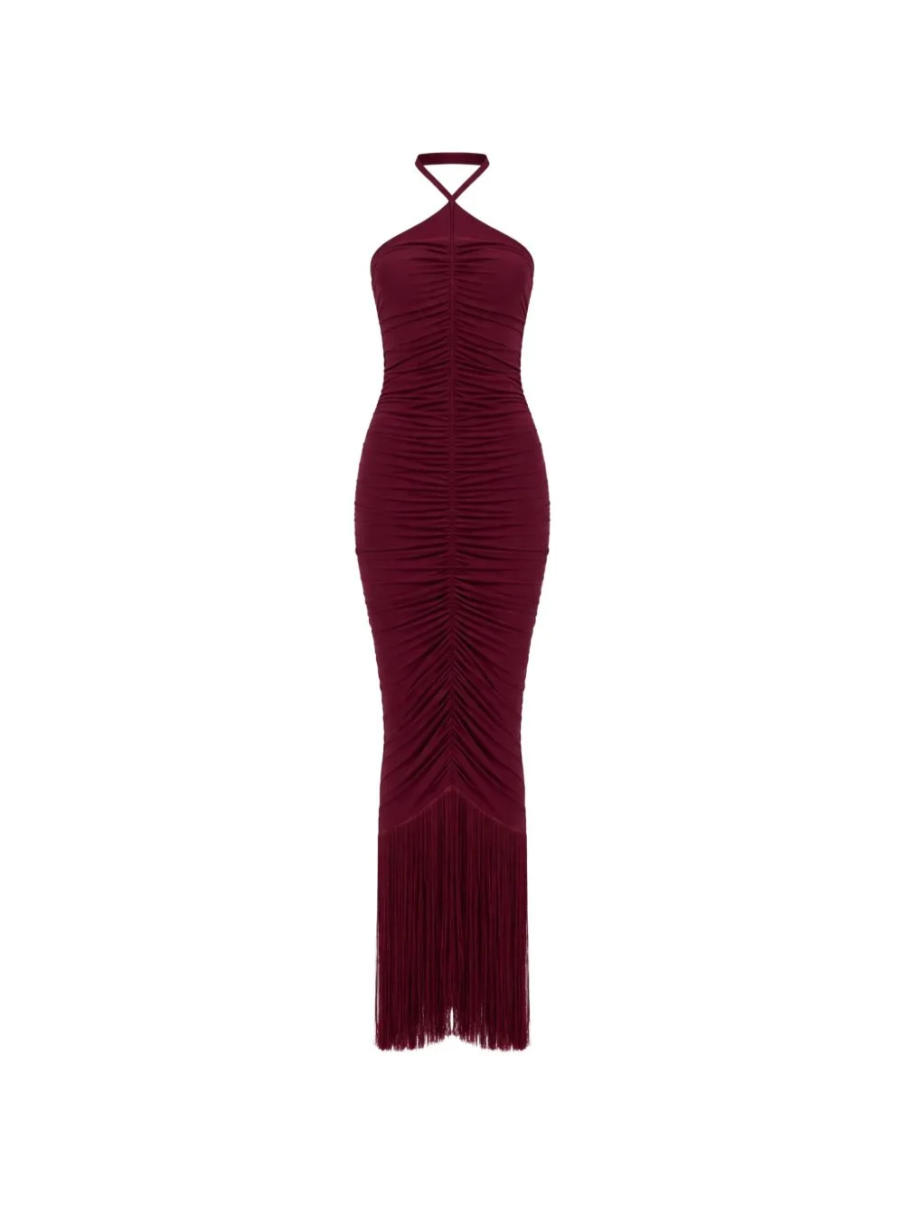 Zoe ruched fringe-detail maxi dress - 1