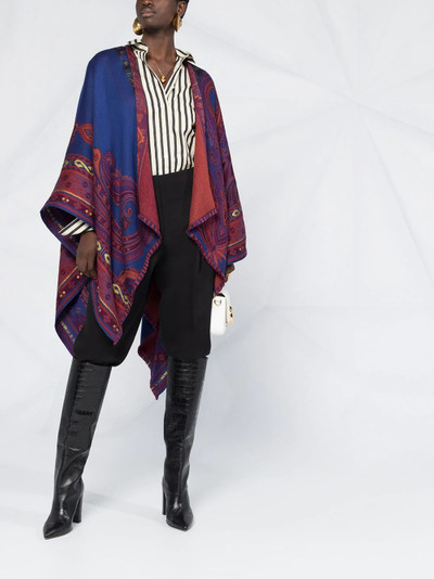 Etro jacquard print poncho outlook