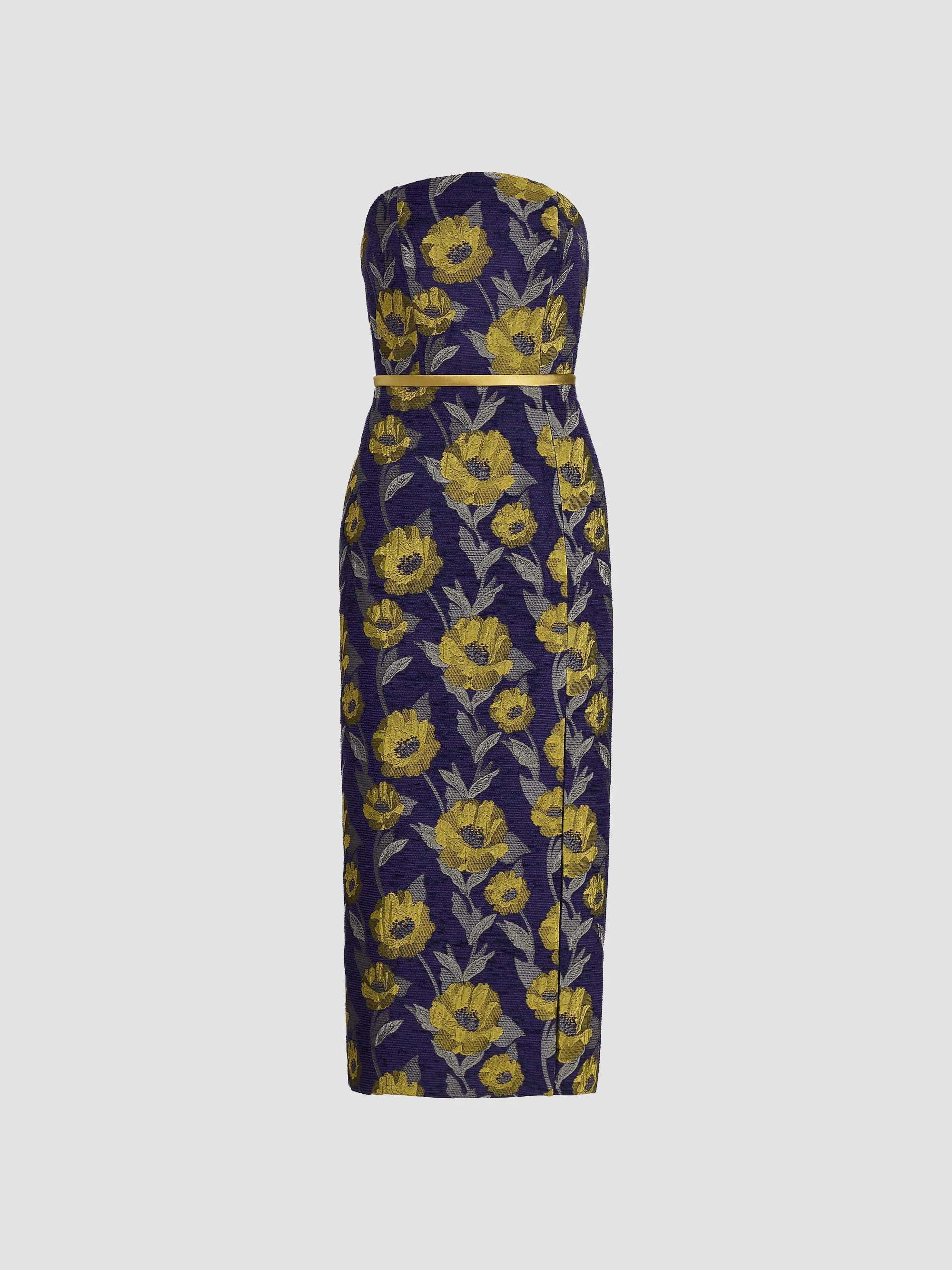 Women's Floral-Jacquard Strapless Maxi Dress - Amethyst Lime Multi - 1
