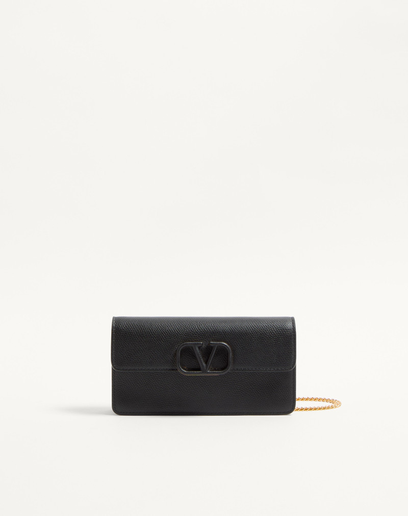 VLOGO SIGNATURE GRAINY CALFSKIN WALLET WITH CHAIN 1