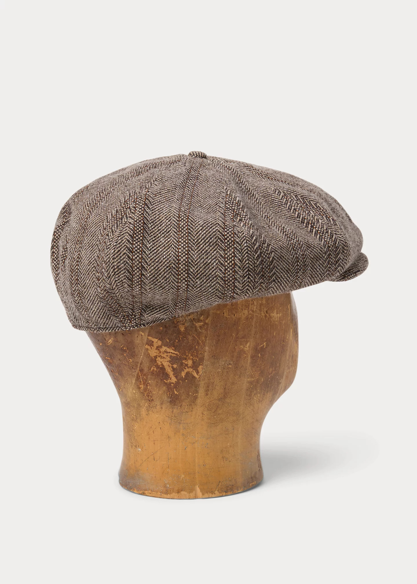 Wool-Cotton Herringbone Newsboy Cap - 2