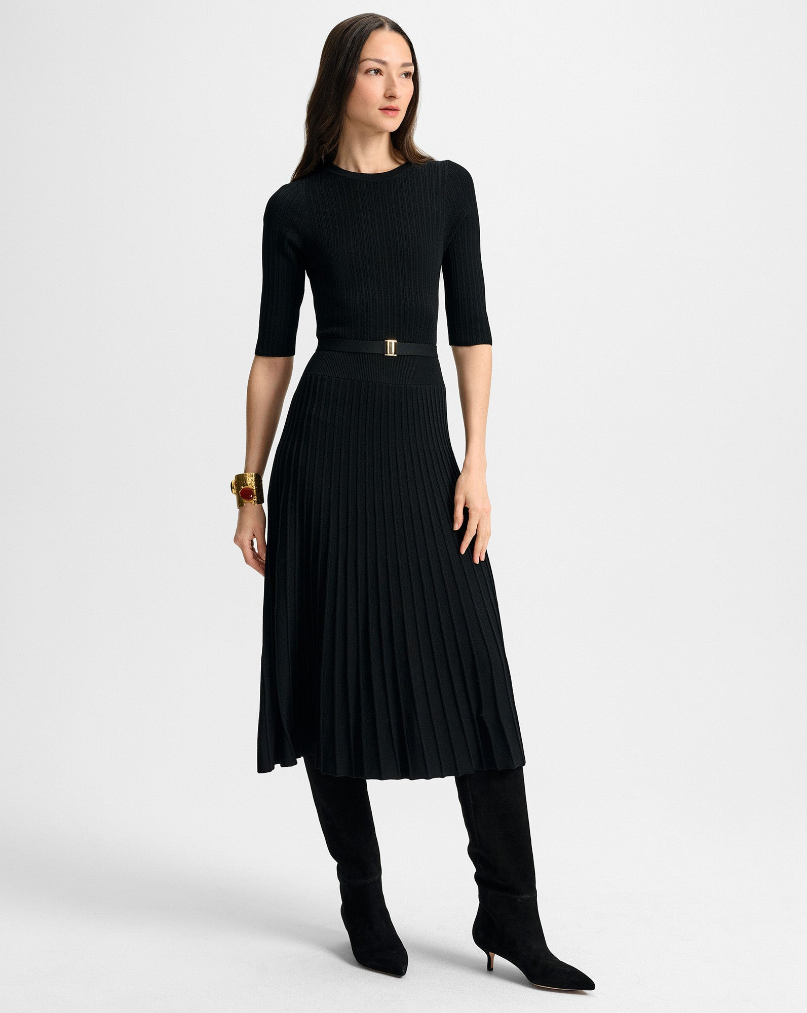 ELTHEA BELTED MIDI DRESS - 3