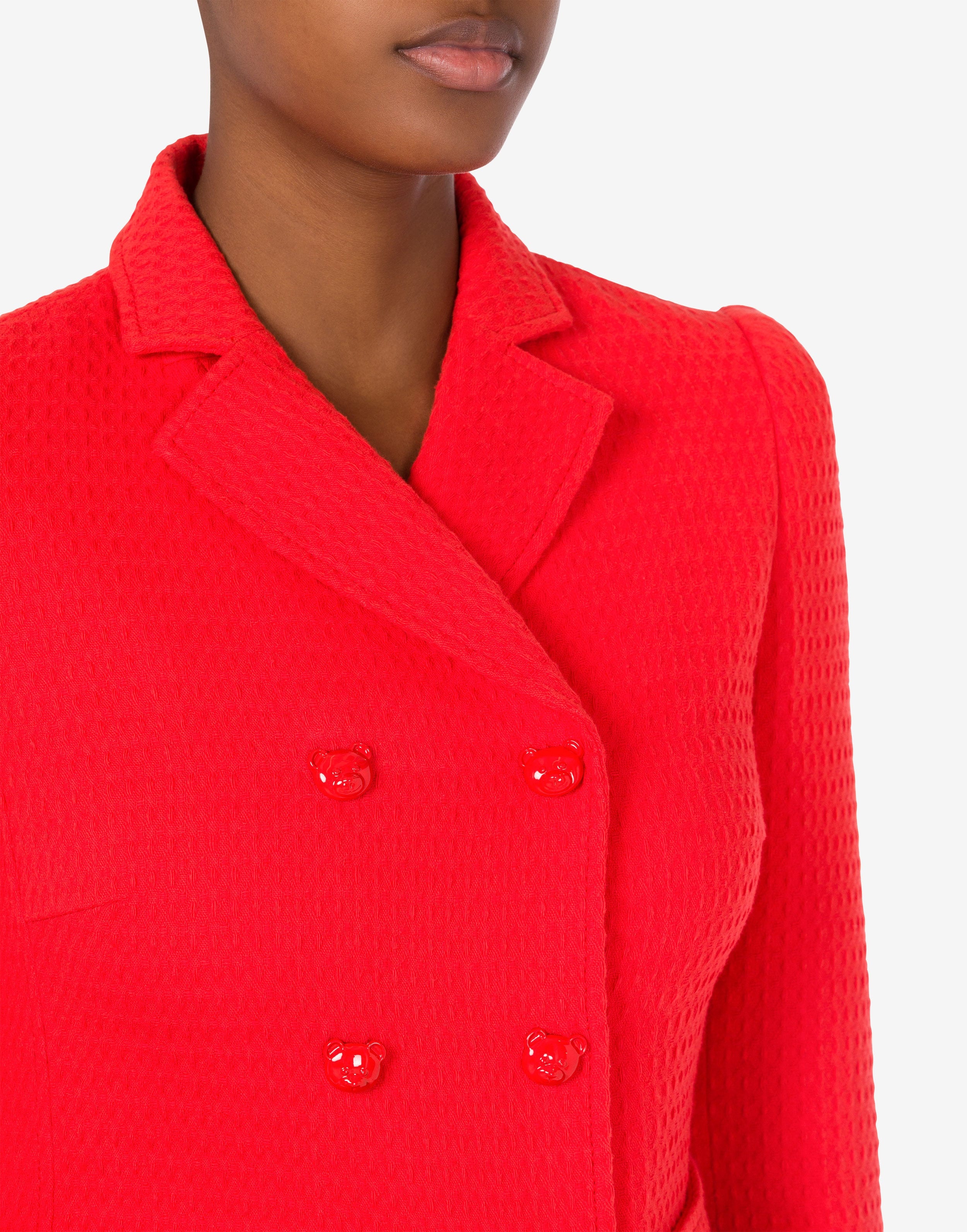 CROPPED TEDDY BUTTONS COTTON JACKET - 4
