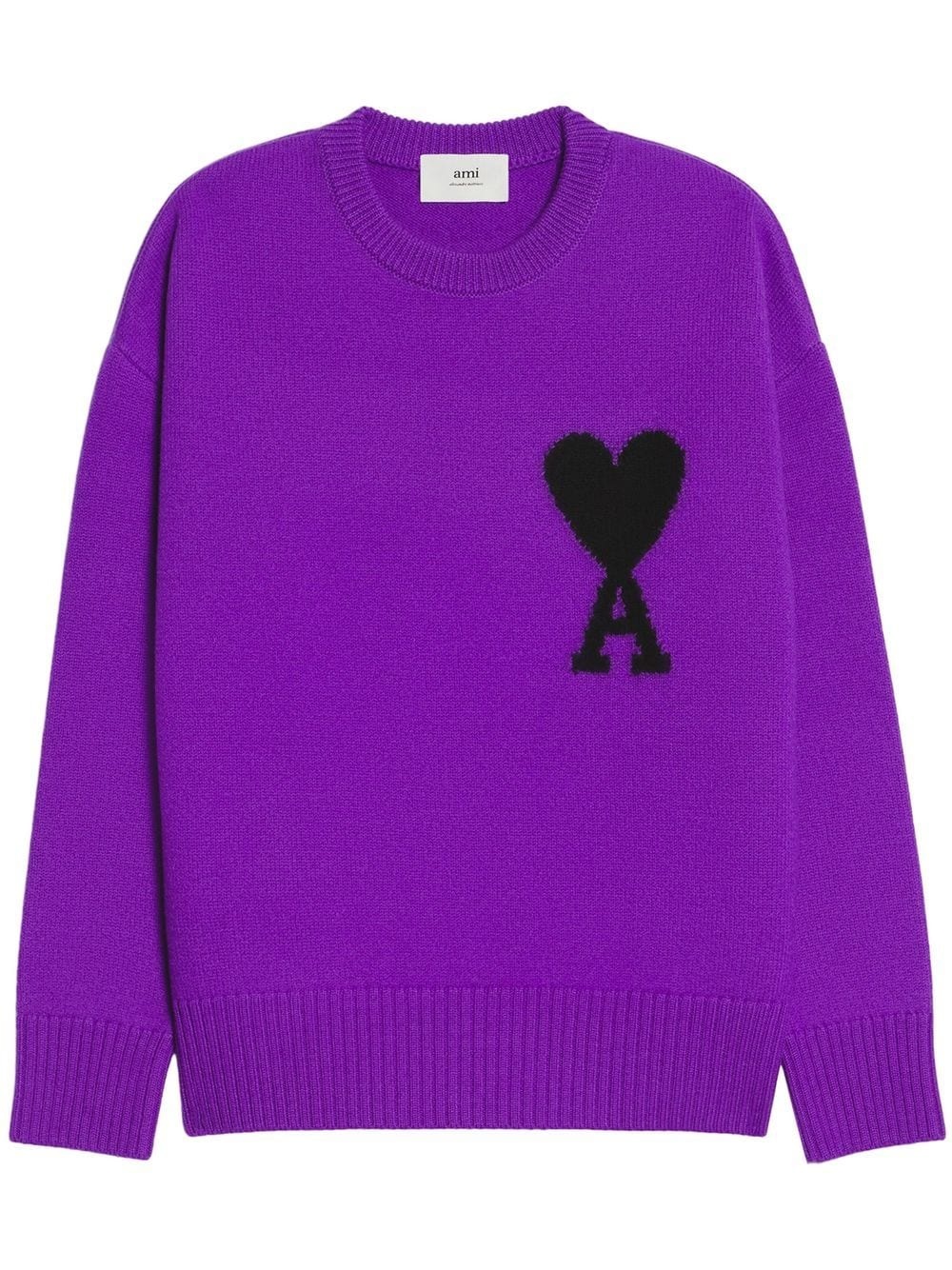 logo-intarsia wool jumper - 1