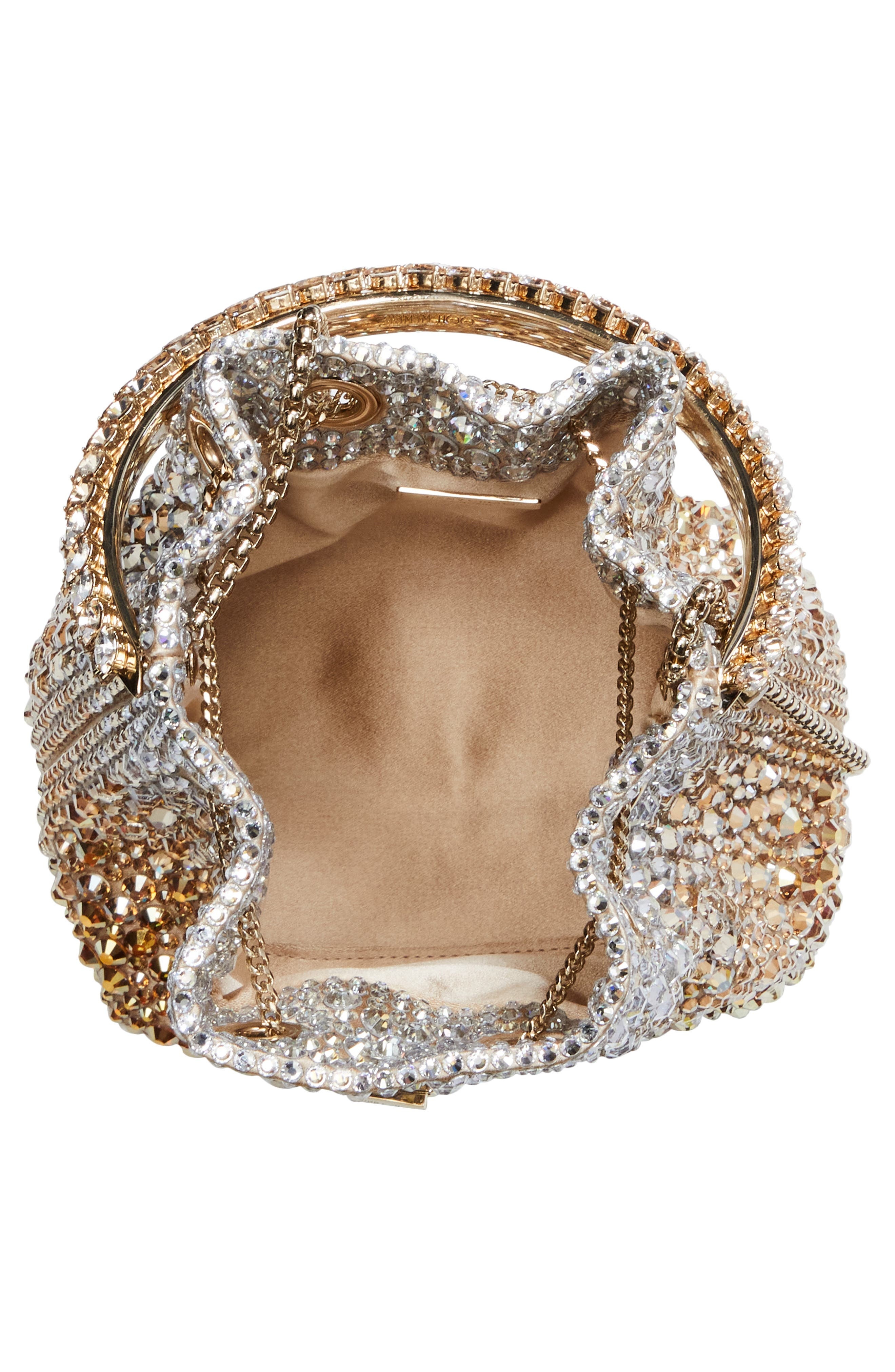 Jimmy Choo Bon Bon Crystal Drawstring Pouch in Gold/Silver at Nordstrom - 6