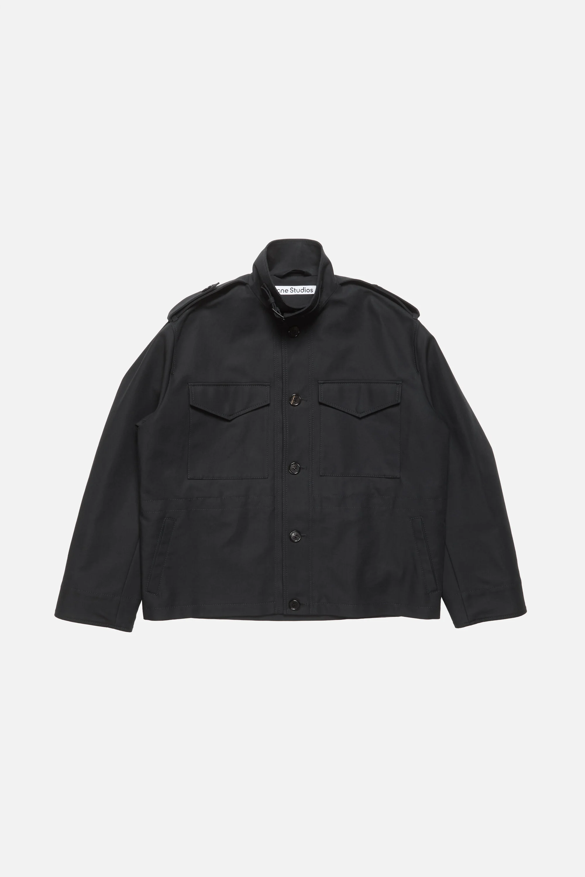Cotton satin blouson jacket - Black - 1