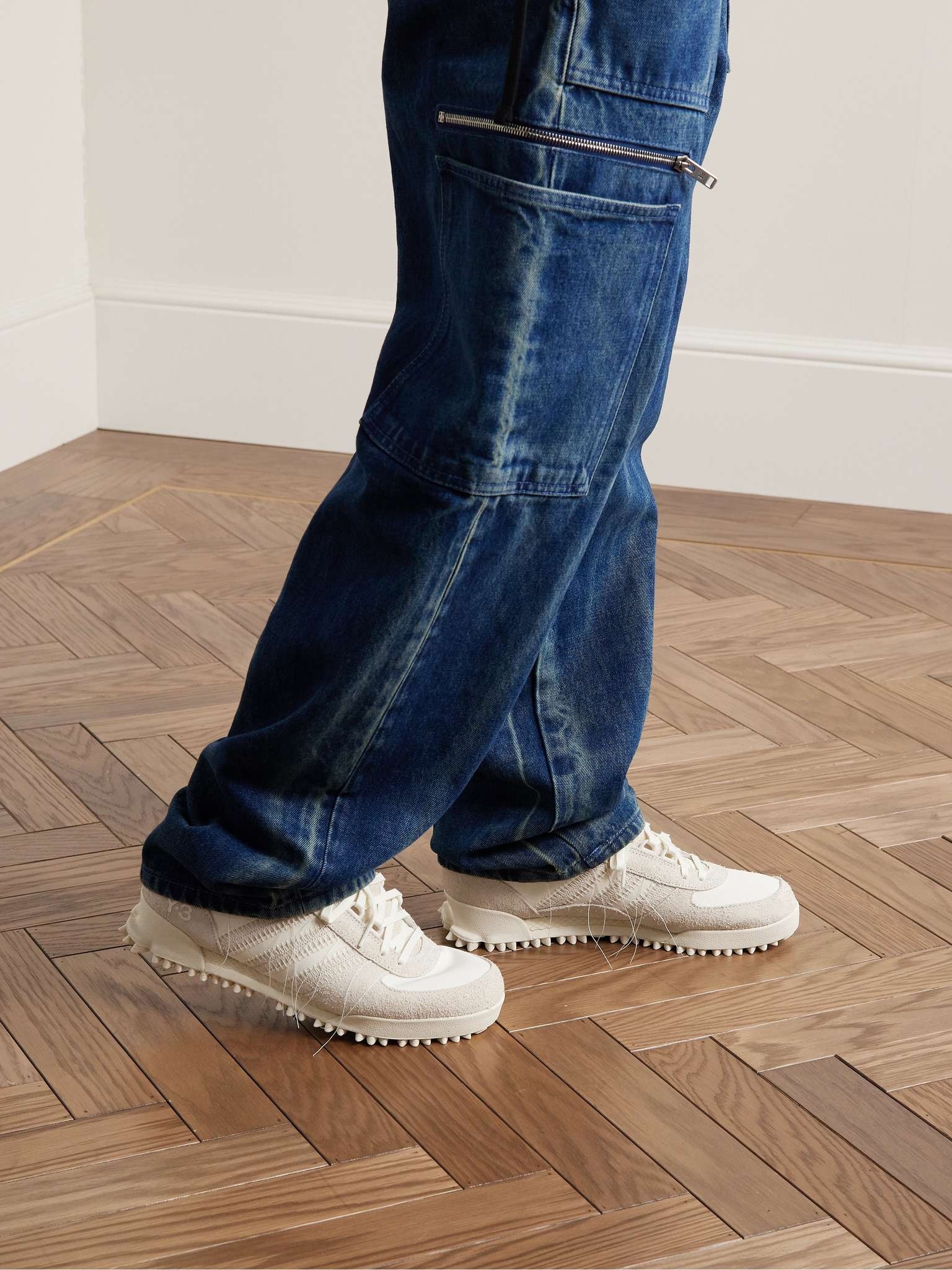 Marathon Distressed Suede and Leather Sneakers - 3