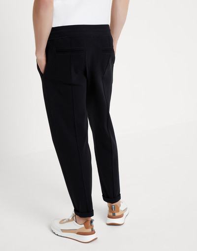 Brunello Cucinelli Techno cotton French terry trousers with crête detail outlook