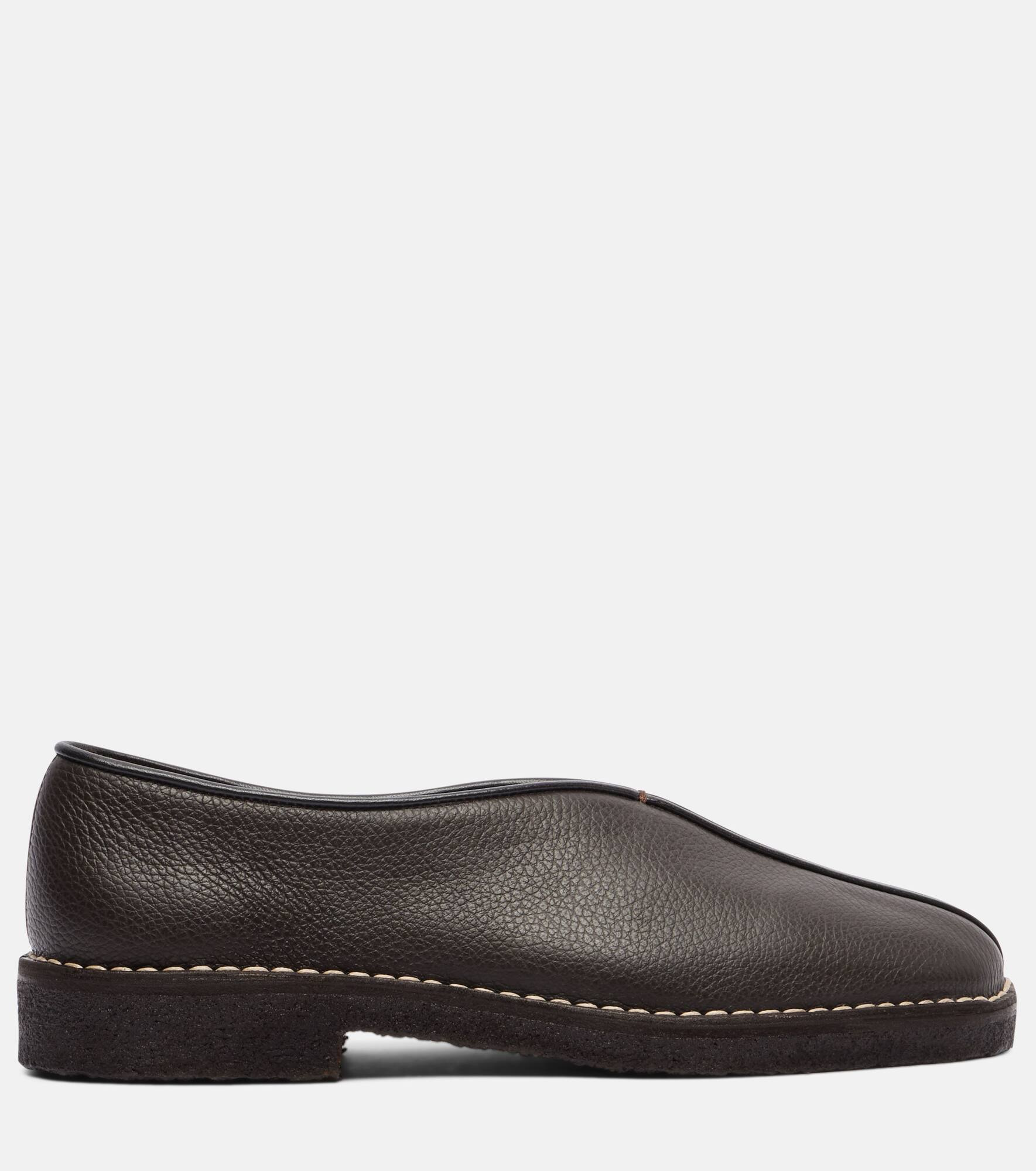 Piped leather loafers - 4