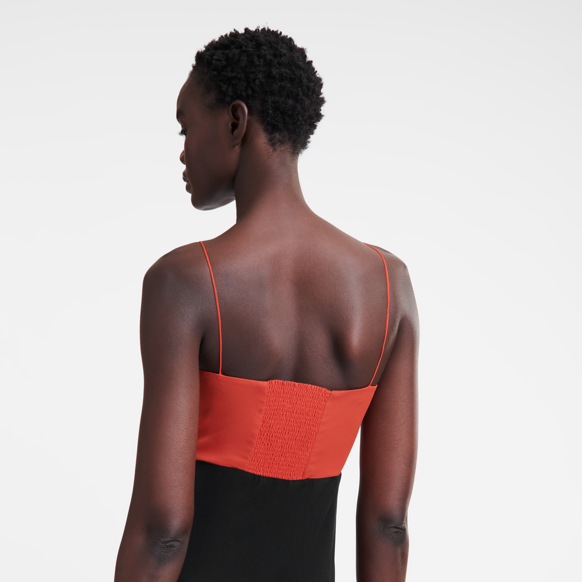 Long dress Paprika/Black - Crepe de Chine - 4