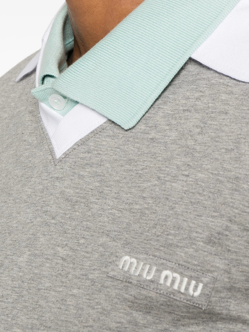 Miu Miu Miu Miu Logo-patch Polo-collar T-shirt outlook