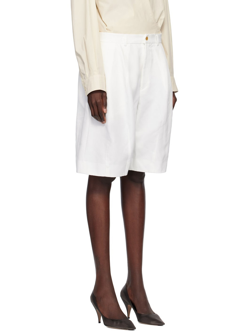 White Polyester Twill Shorts 2