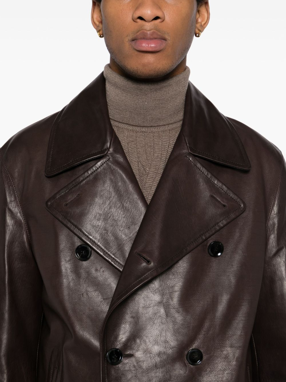 DOUBLE-BREASTED LEATHER JACKET - 5