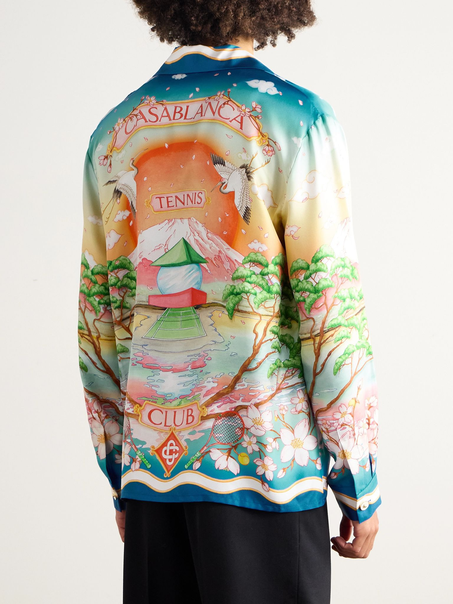 Tennis Club Convertible-Collar Printed Silk-Twill Shirt Multi - 3