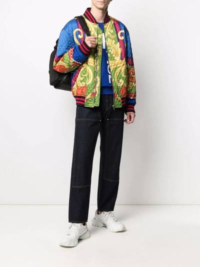 VERSACE baroque-print quilted bomber jacket outlook