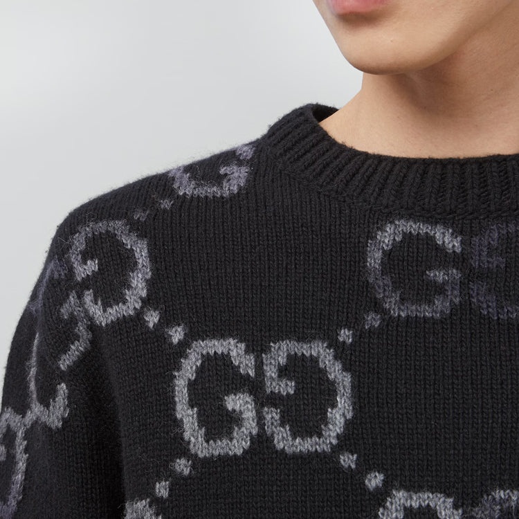 Gucci Wool Jumper With GG Intarsia 'Black' 770509-XKDSJ-1152 - 5