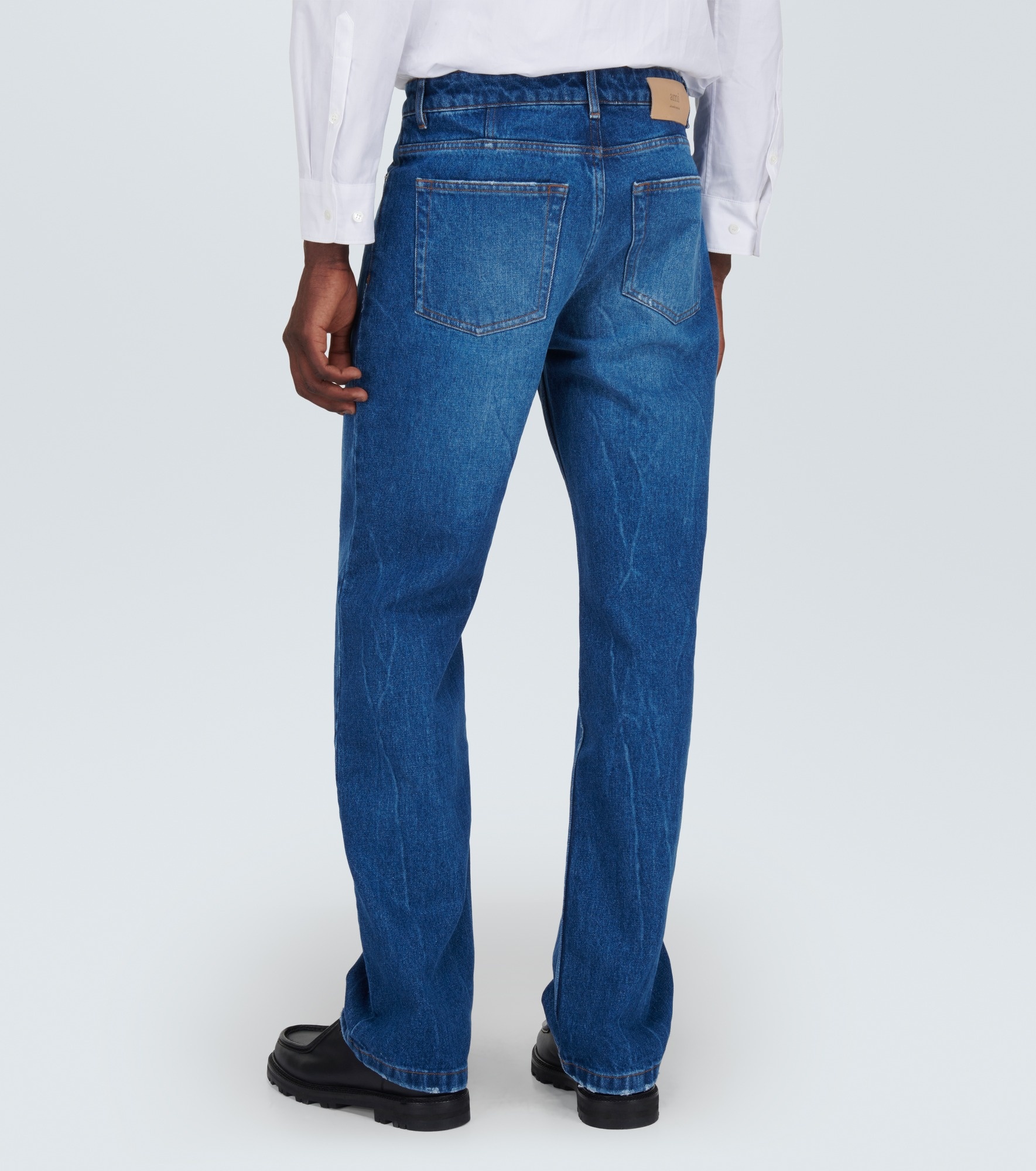 Bleached mid-rise straight jeans - 4