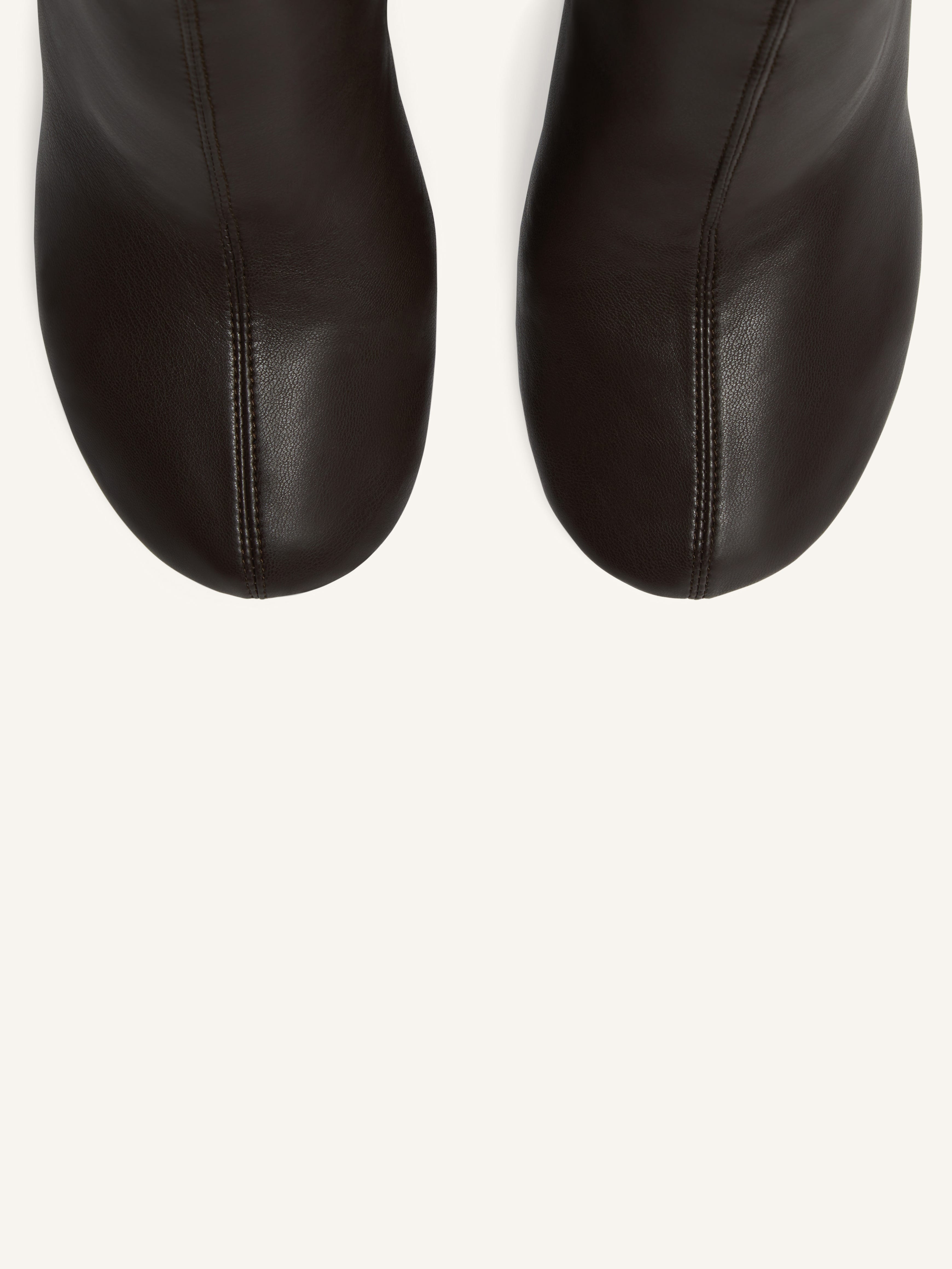 OBLIQUE STRETCH LEATHER EFFECT THIGH BOOTS - 4