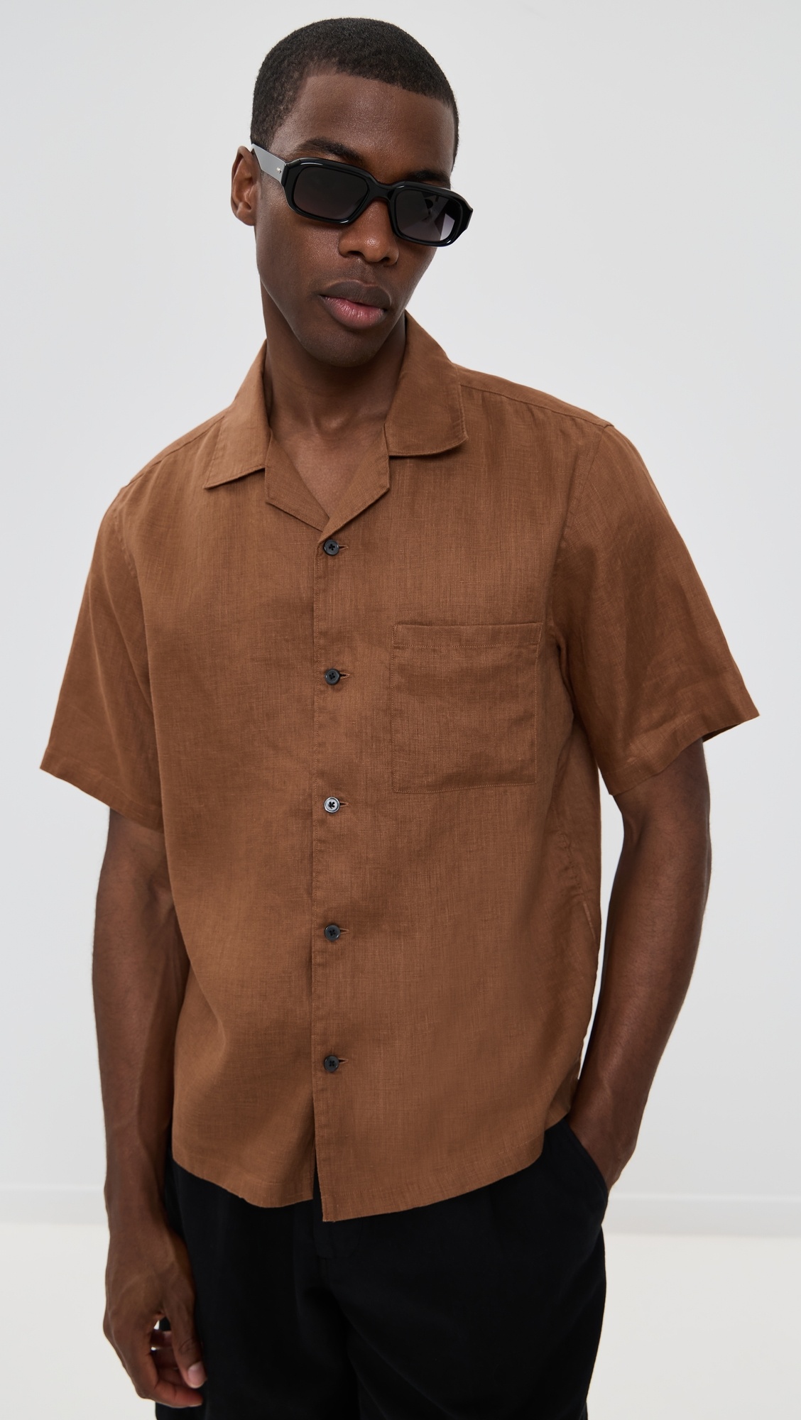 Noll Short Sleeve Camp Collar in Relaxed Linen - 2