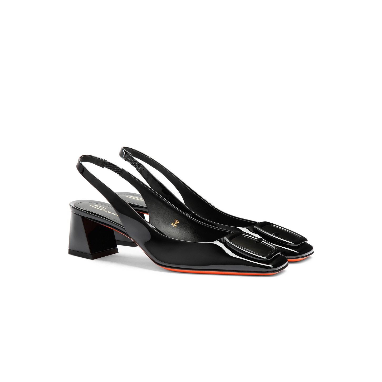 Women’s black patent leather mid-heel slingback - 2